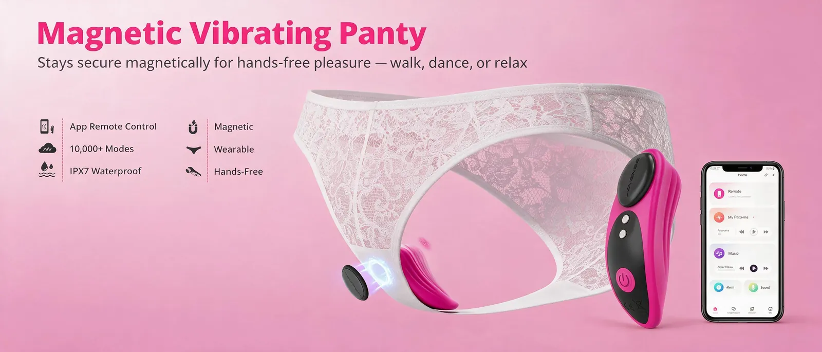 Magnetic Vibrating Panty, a wearable app-controlled vibrator with a magnetic clip