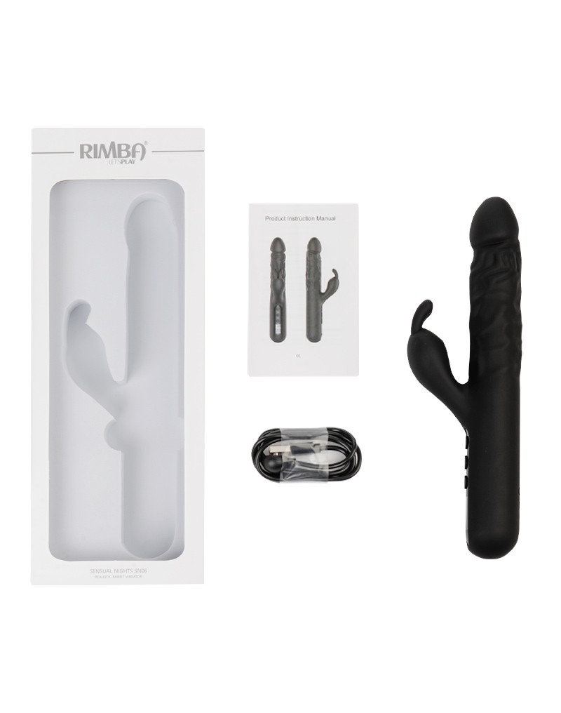 Rimba Toys - Sensual Nights SN06 - Realistic Rabbit Vibrator - Black