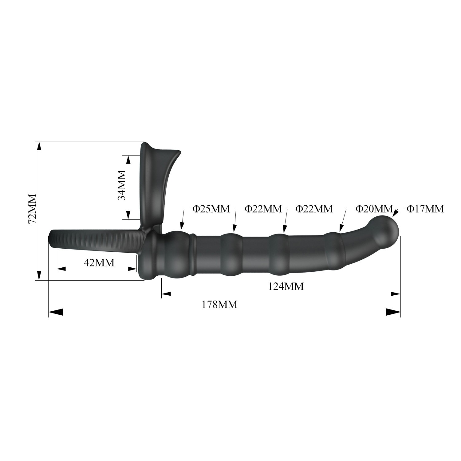 PL - Tatum - Anal Vibrator with Cock Ring - Black