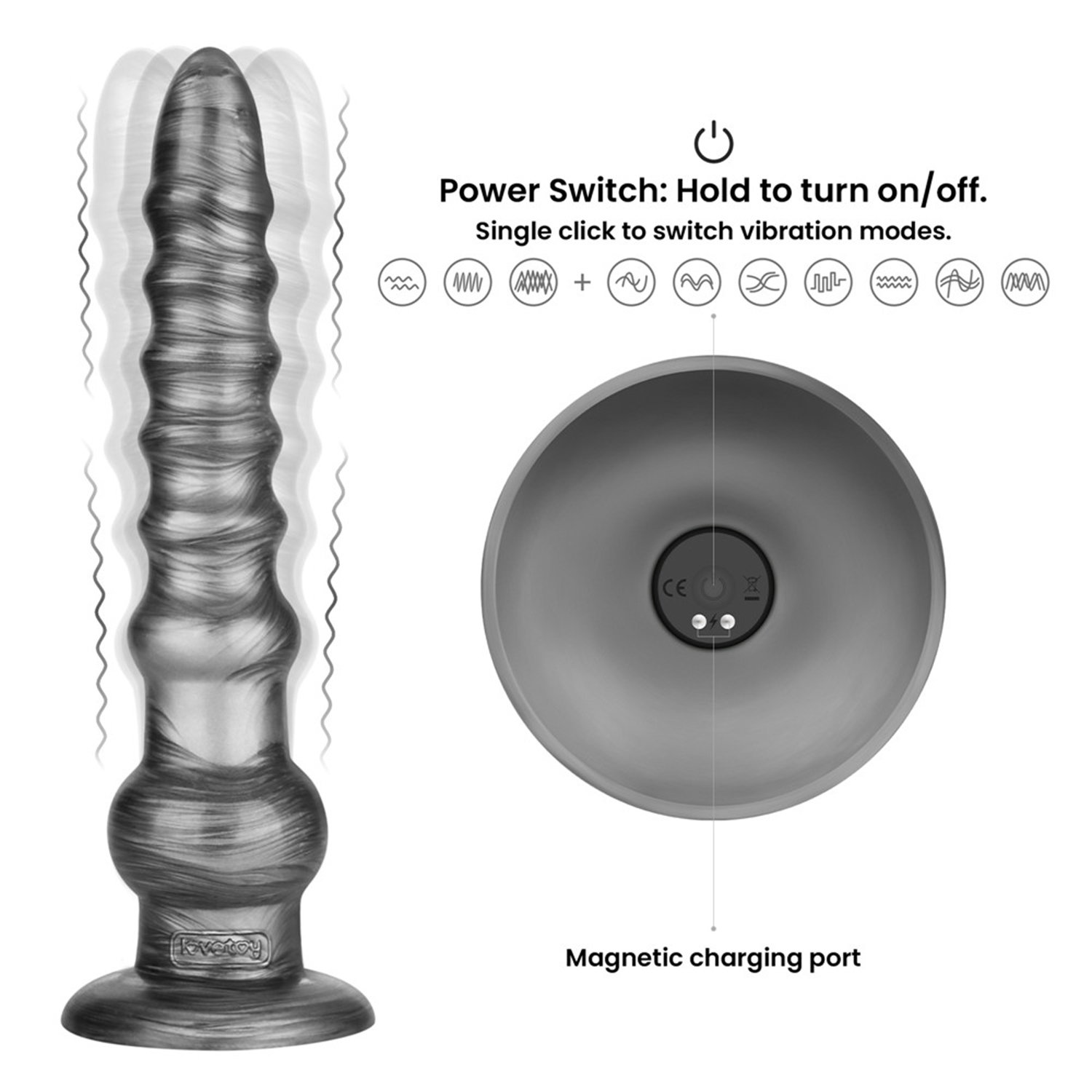 LoveToy - King Sized Vibrating Vibrax Slider 32cm - Silver