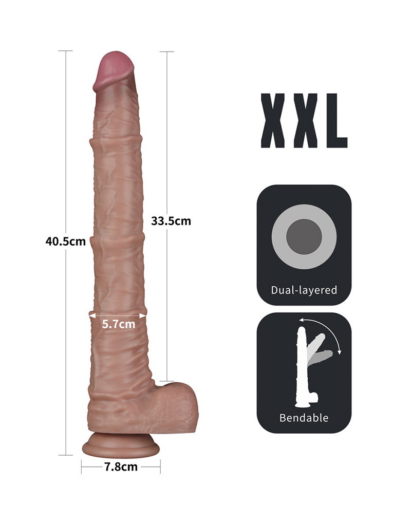 LoveToy - Nature Cock - 16" Dual Layered Bendable Cock XXL - Nude