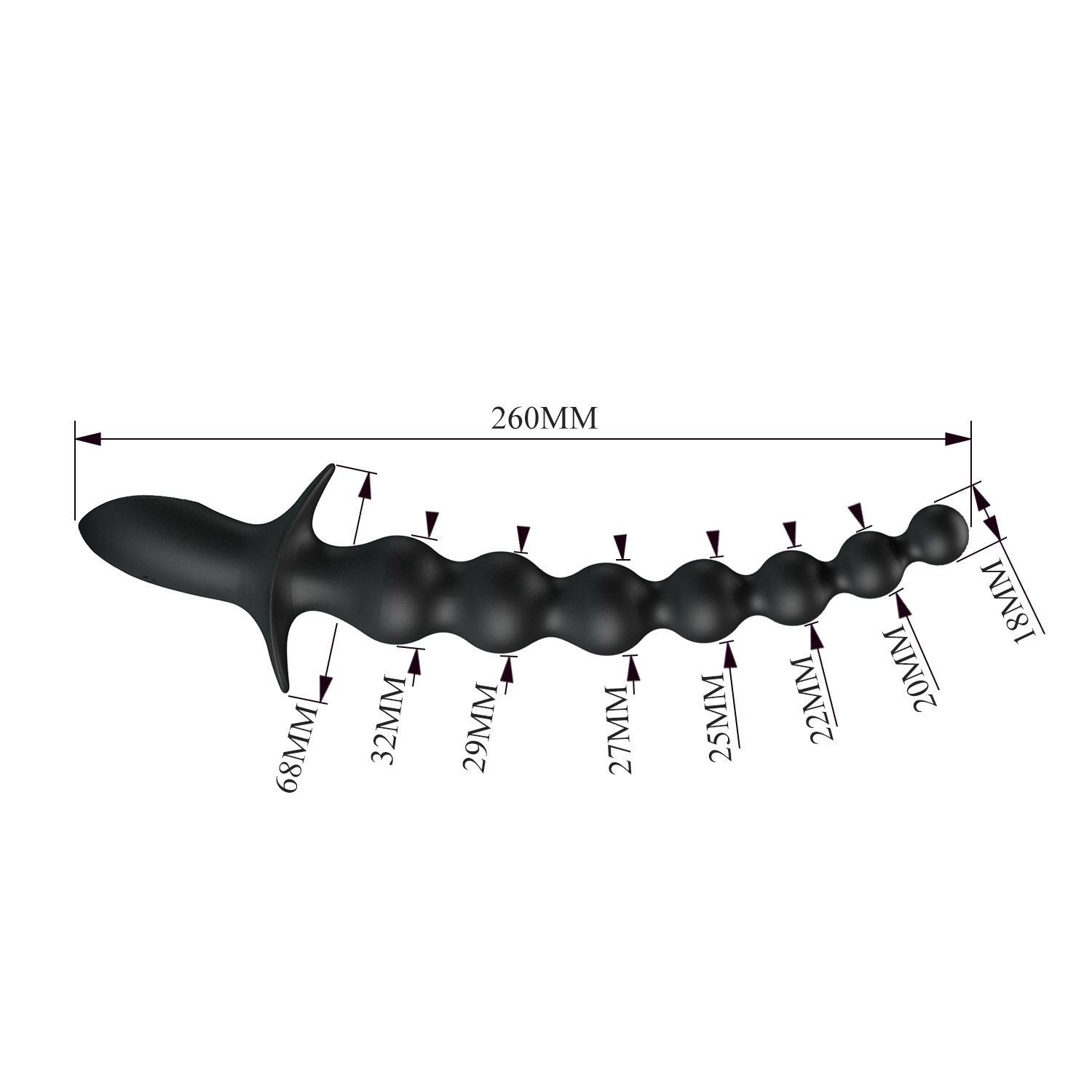 PL - Rigdon - Anal Beads Vibrator Plug - Black