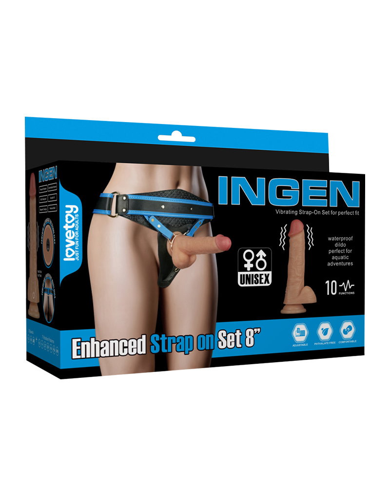 LoveToy - Ingen - Vibrating Enhanced Strap-on Set 8"/ 20 cm - Size XS/S/M - Nude