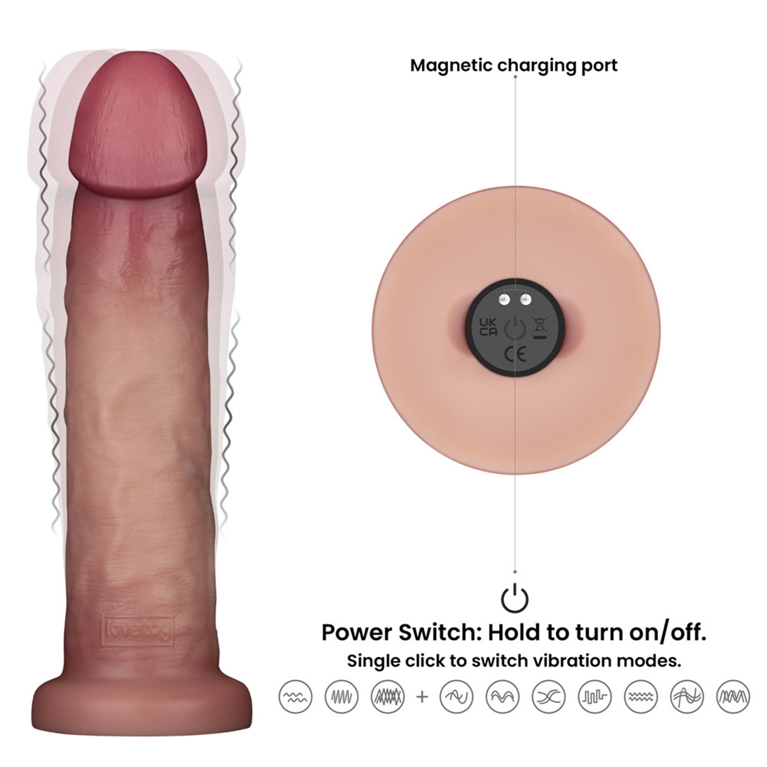 LoveToy - Vibrating Sliding Skin Pro II with remote control - 9" / 23 cm - Nude