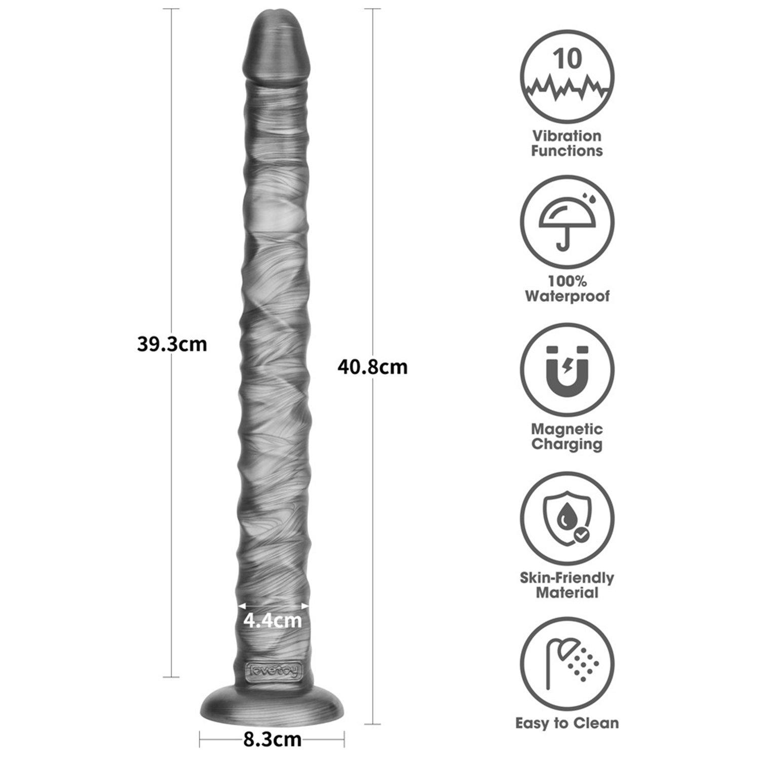 LoveToy - King Sized Vibrating Vibrax Slider 40,5cm - Silver