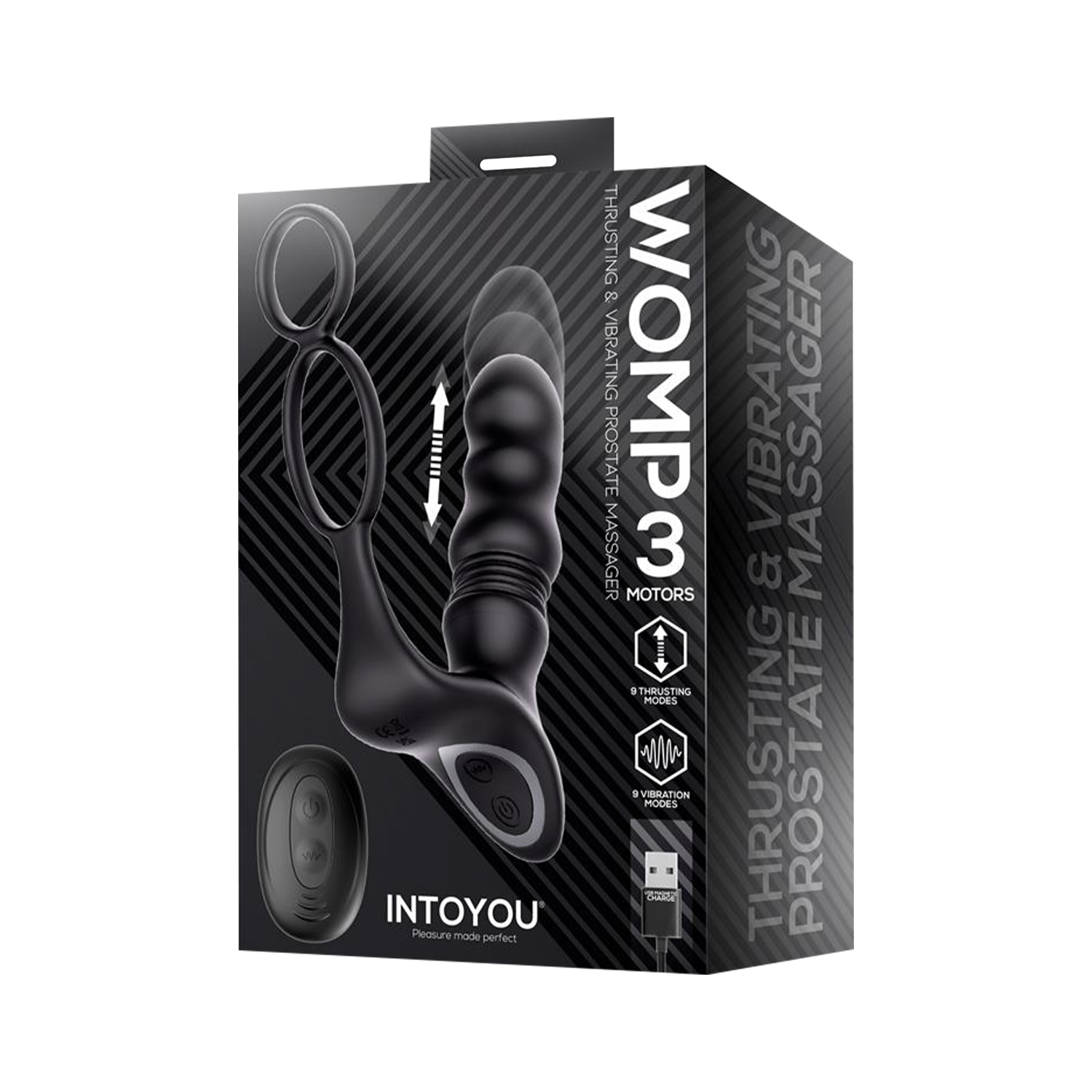 IY - Womp - Thrusting & Vibrating Prostate Massager with Remote Control - Black