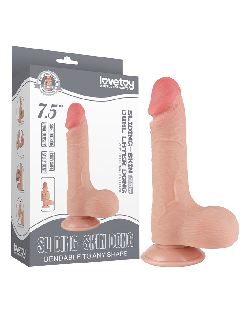 LoveToy - Sliding Skin Dildo 19.5 cm (Ø 3.7 cm) - Nude
