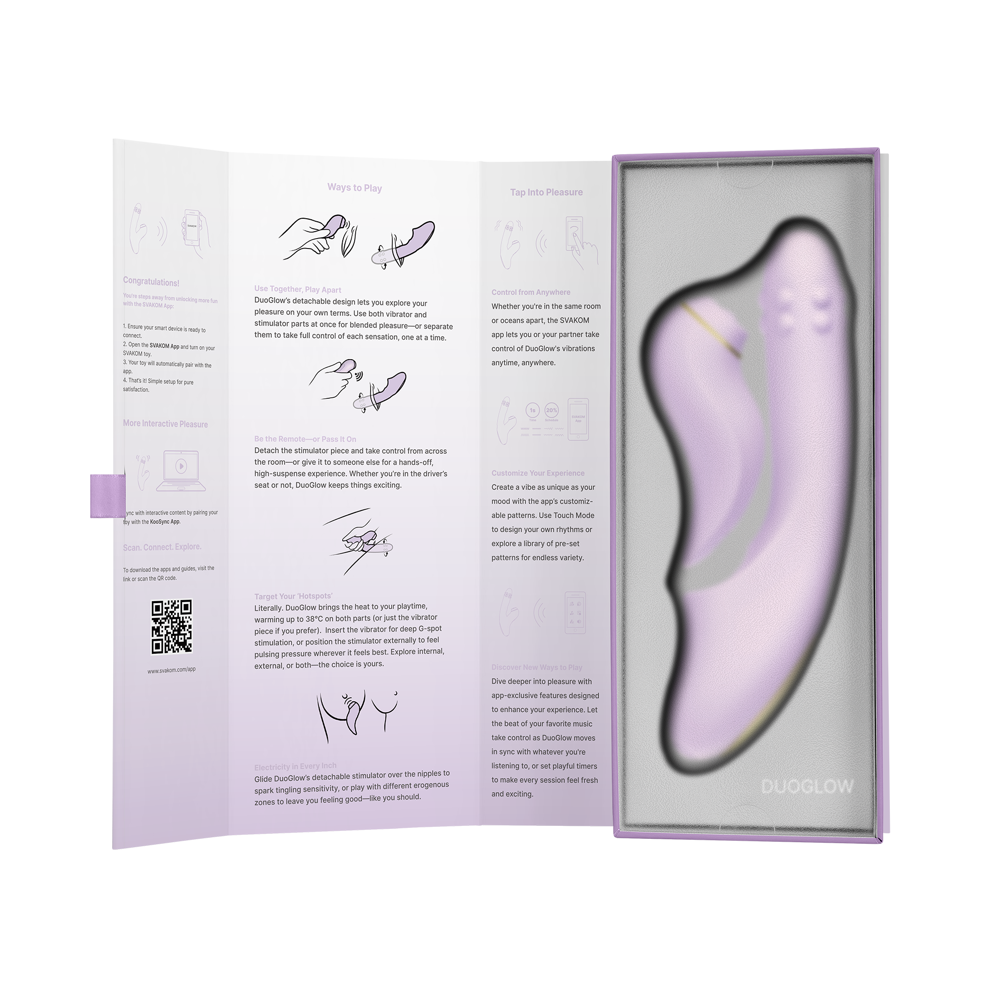 SVAKOM - DuoGlow - Thrusting Beaded Vibrator with Pulsating Stimulator - Lilac