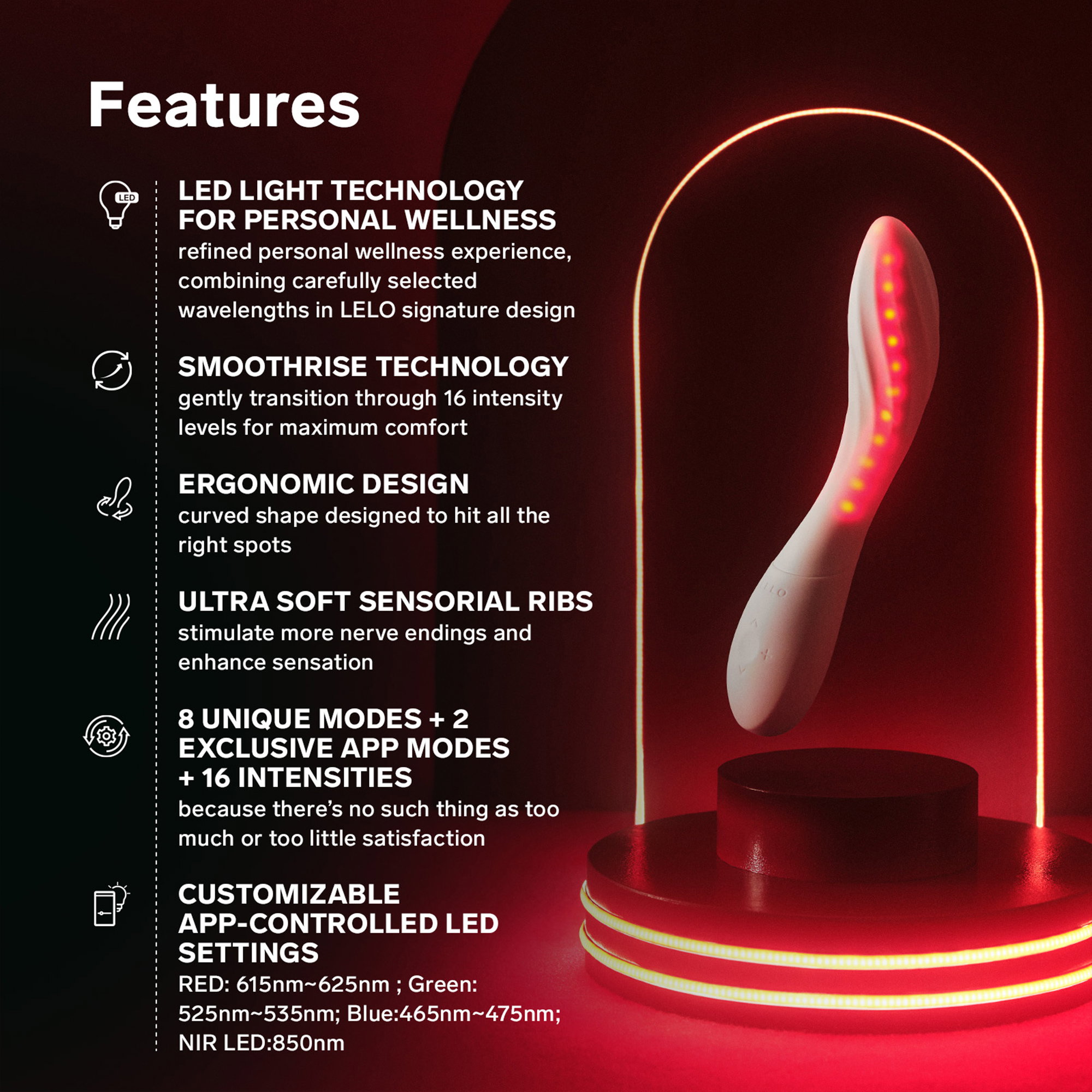 LELO - Mona Spectra - Red Light Wellness Massager - White