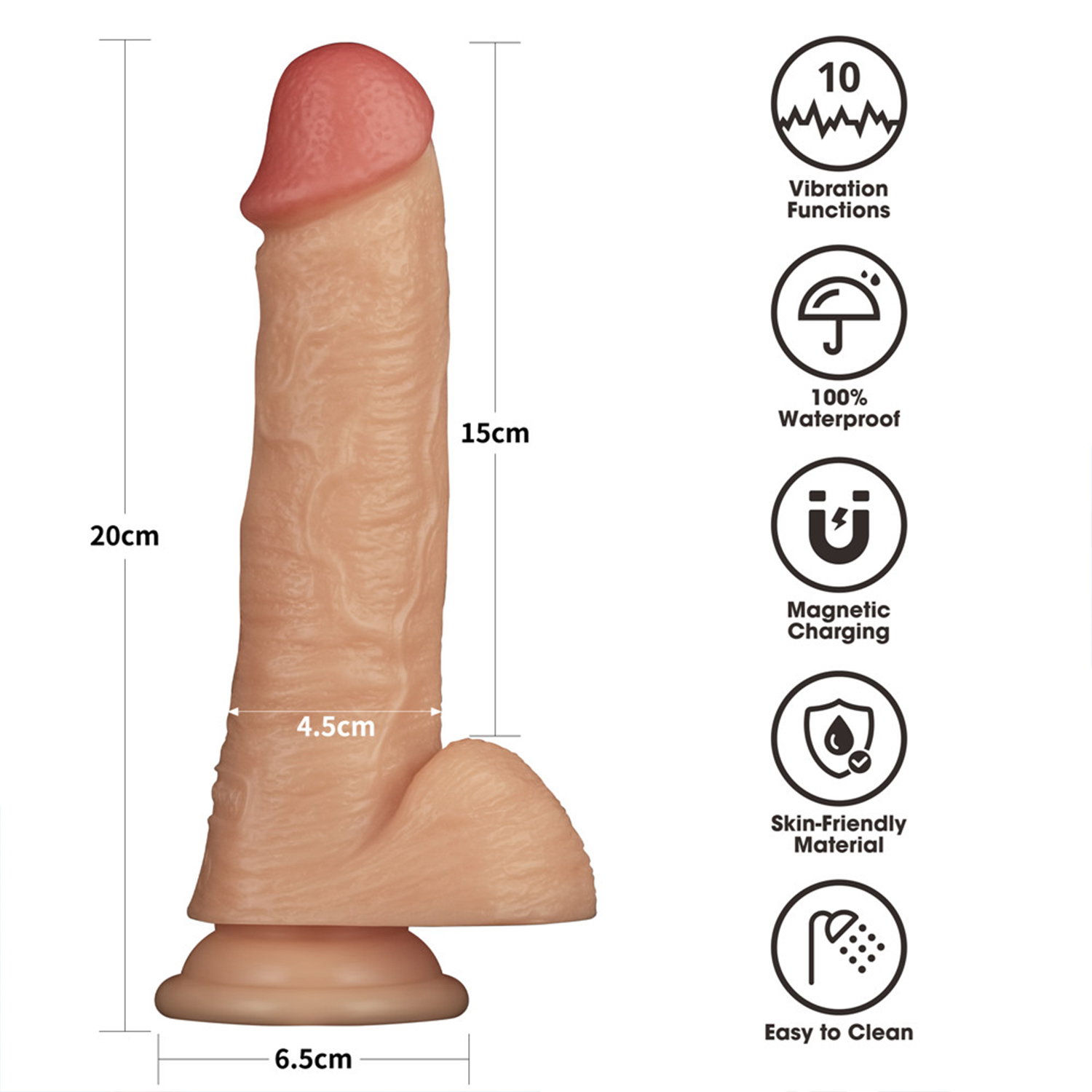 LoveToy - Ingen - Vibrating Enhanced Strap-on Set 8"/ 20 cm - Size XS/S/M - Nude