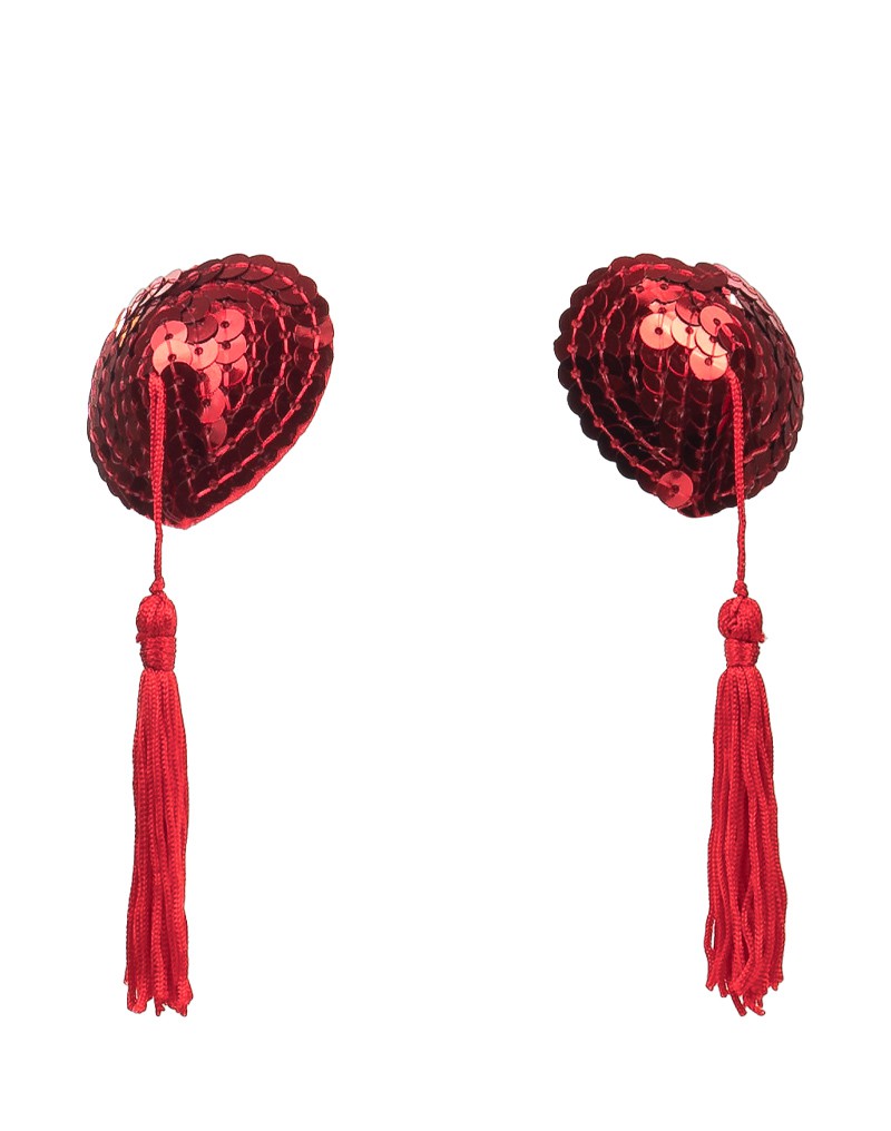 Amorable by Rimba - Nipple Covers with Fringes - Red
