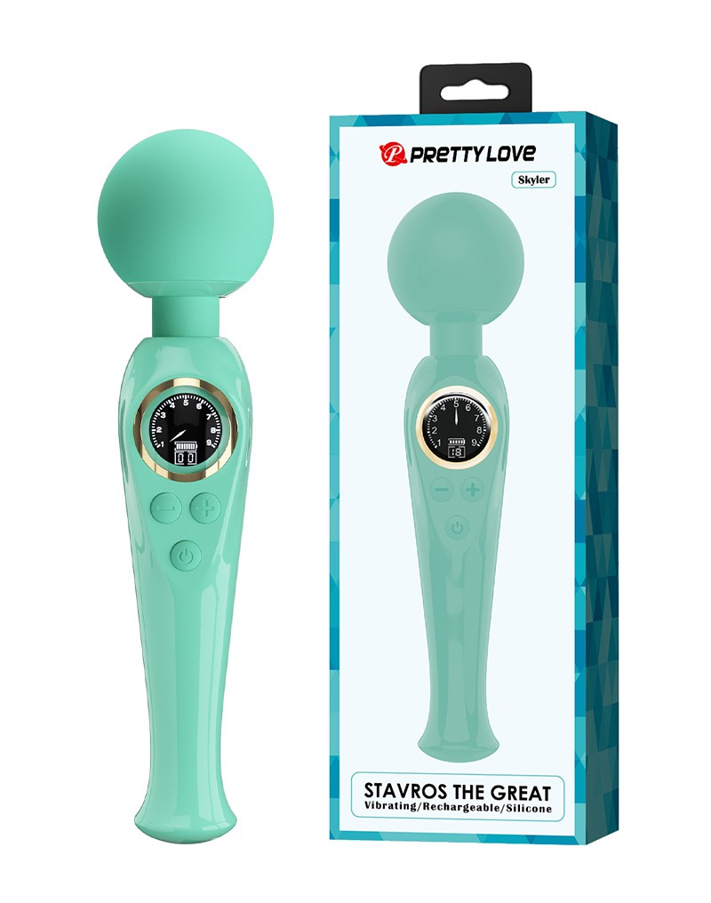 Pretty Love - Skyler - Wand Vibrator with Digital LED Display - Blue