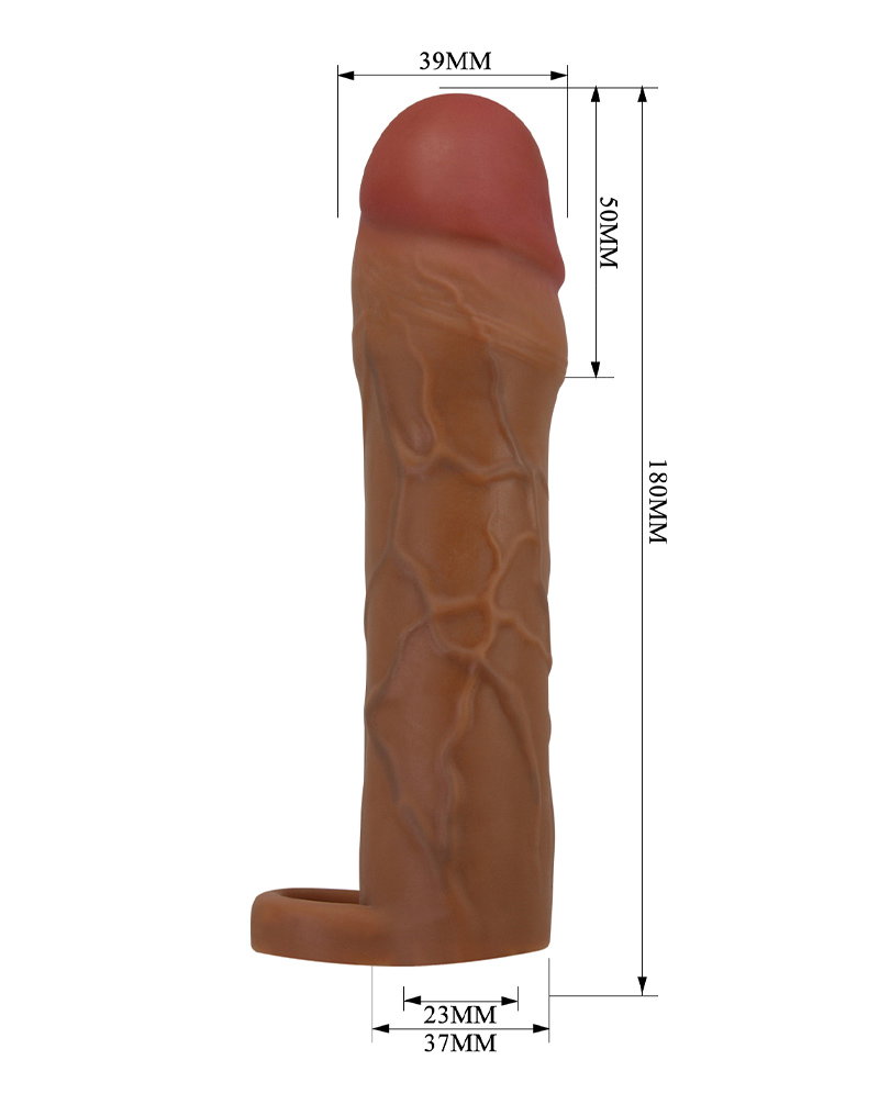 Pretty Love - Hani - Cock Ring with Extend Penis Sleeve - 50mm - Brown