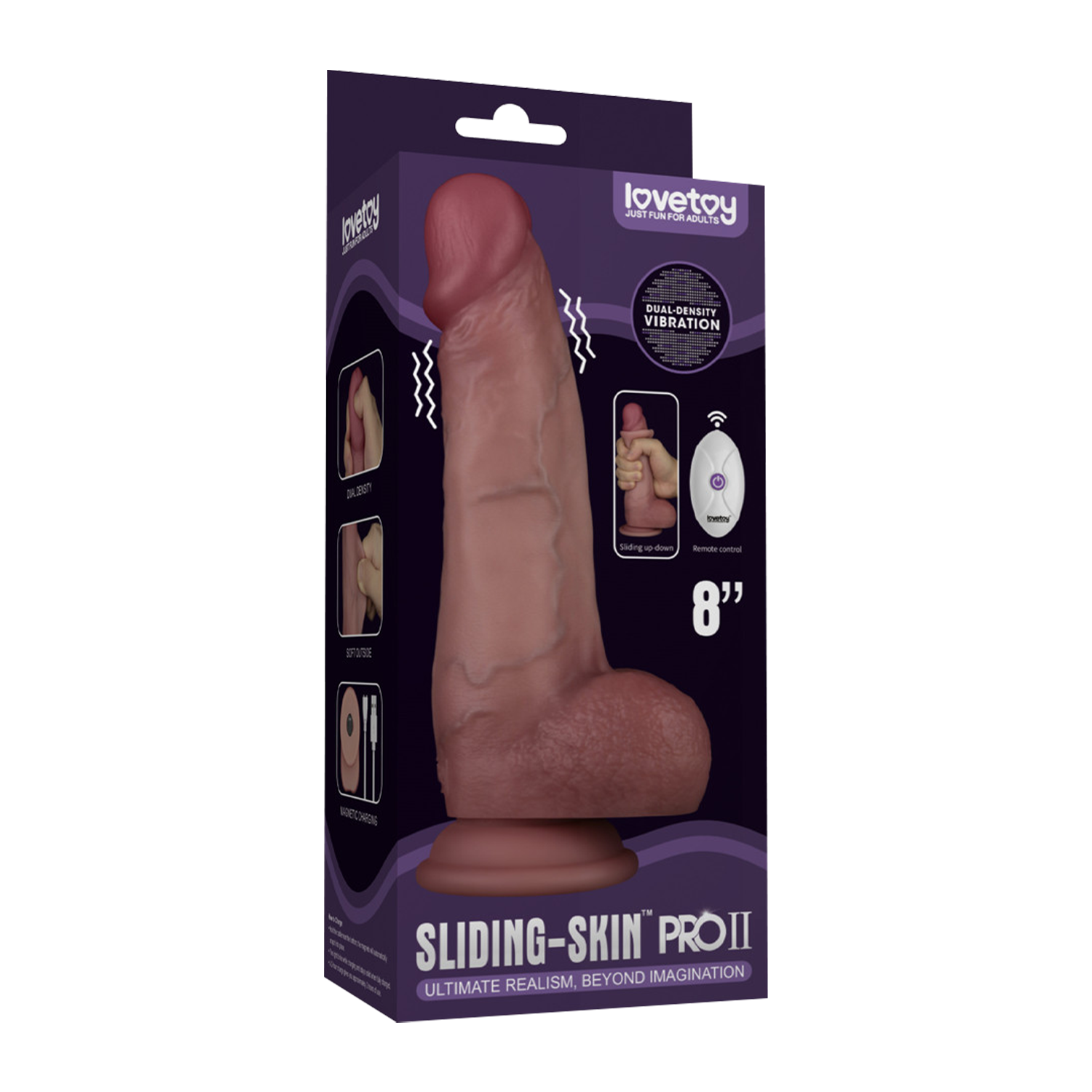 LoveToy - Vibrating Sliding Skin Pro II with remote control - 8" / 20 cm - Nude