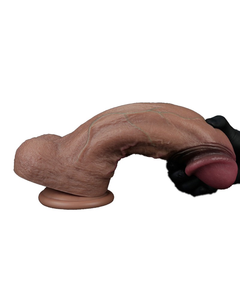 LoveToy - Dual Layered Silicone Dildo XXL 28 cm (Ø7.4 cm) - Brown