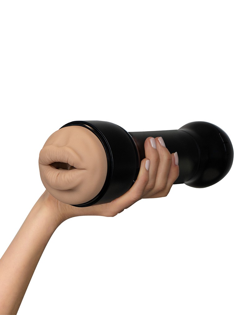 Kiiroo - Combo Set of Interactive Suction Masturbator PowerBlow and FeelStar Victoria June Mouth Stroker - Black