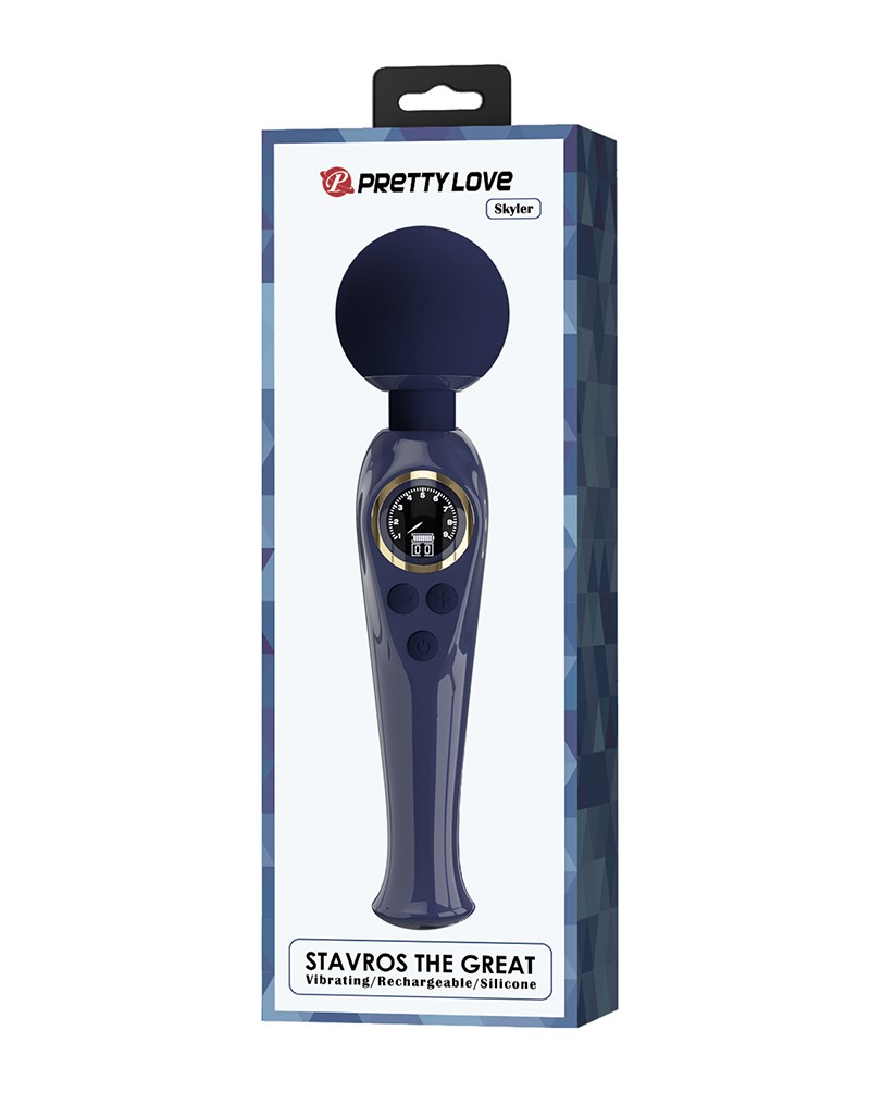Pretty Love - Skyler - Wand Vibrator with Digital LED Display - Dark Blue