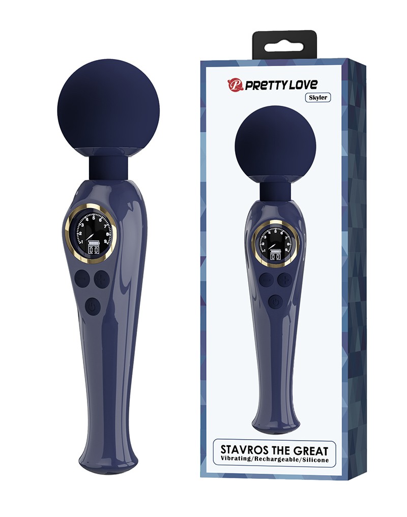 Pretty Love - Skyler - Wand Vibrator with Digital LED Display - Dark Blue