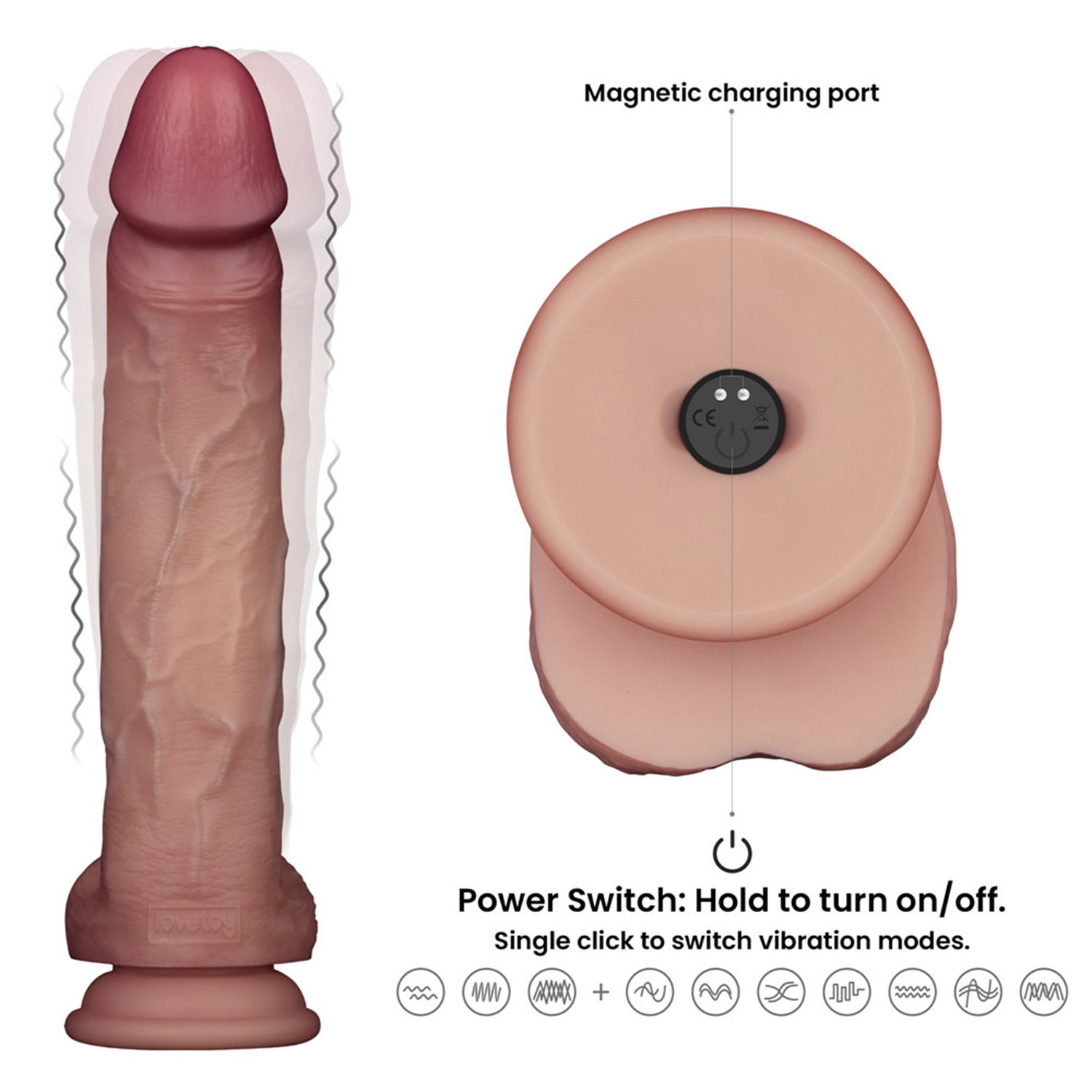 LoveToy - Vibrating Sliding Skin Pro II with remote control - 10"/ 25 cm - Nude