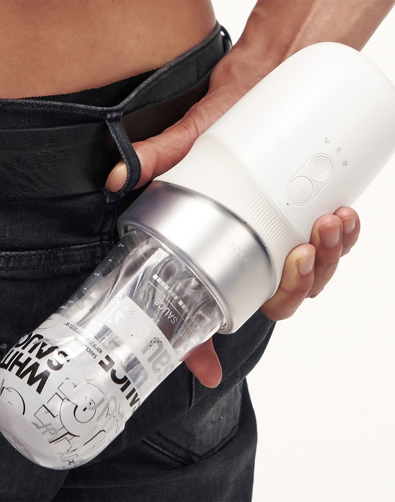 Sauce - Extra Sauce - Electronic Masturbator with White Sauce Cup - White