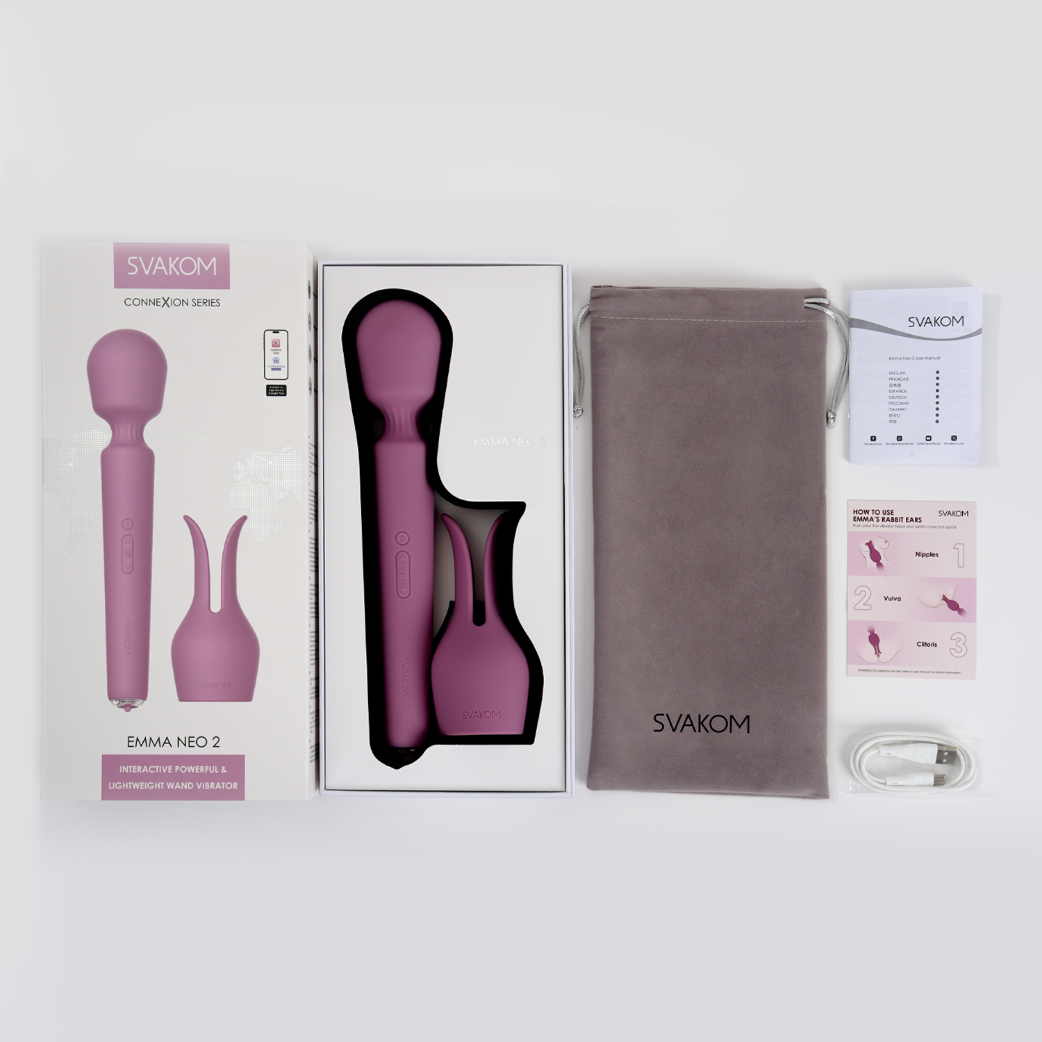 SVAKOM - Emma Neo 2 - Interactive & Powerful Wand Vibrator - Pink