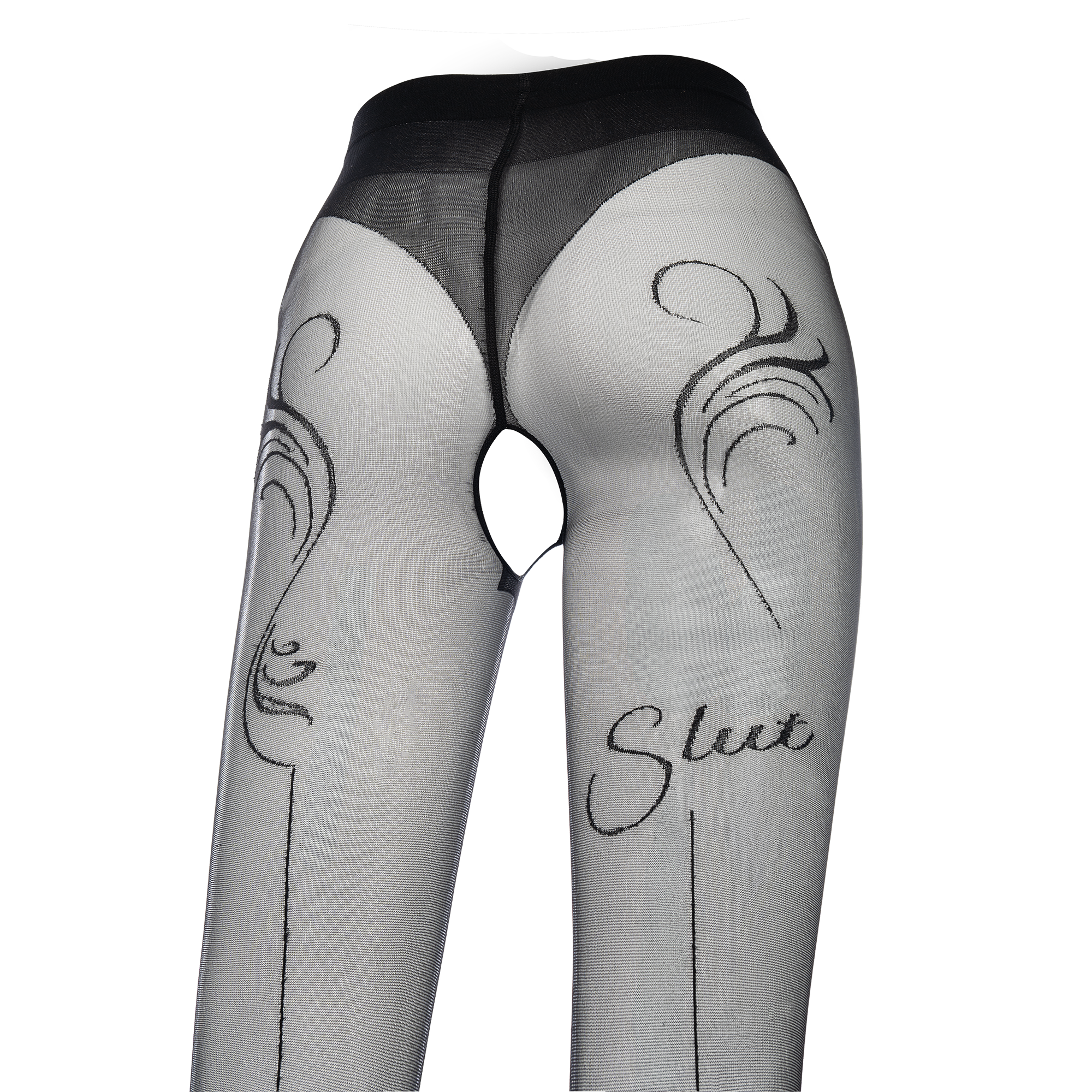 Amorable by Rimba - Slut - Open Crotch Pantyhose - 20 Denier - Black