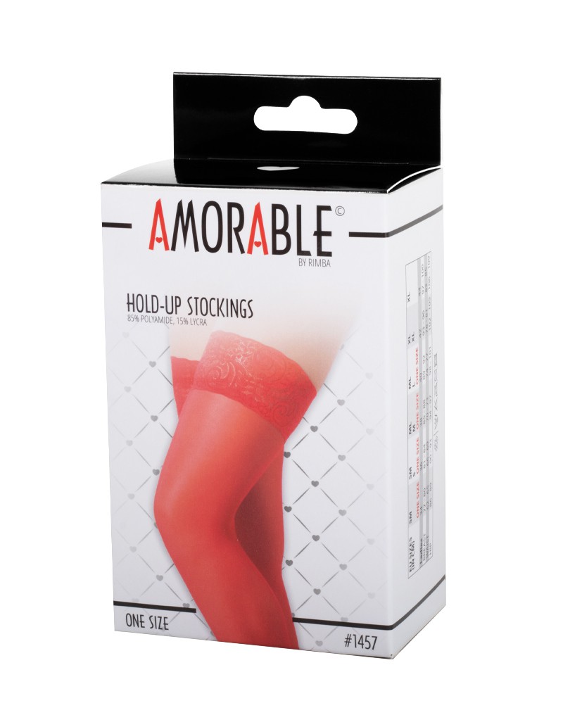 Amorable by Rimba - Hold-Up Stockings - One Size - Red