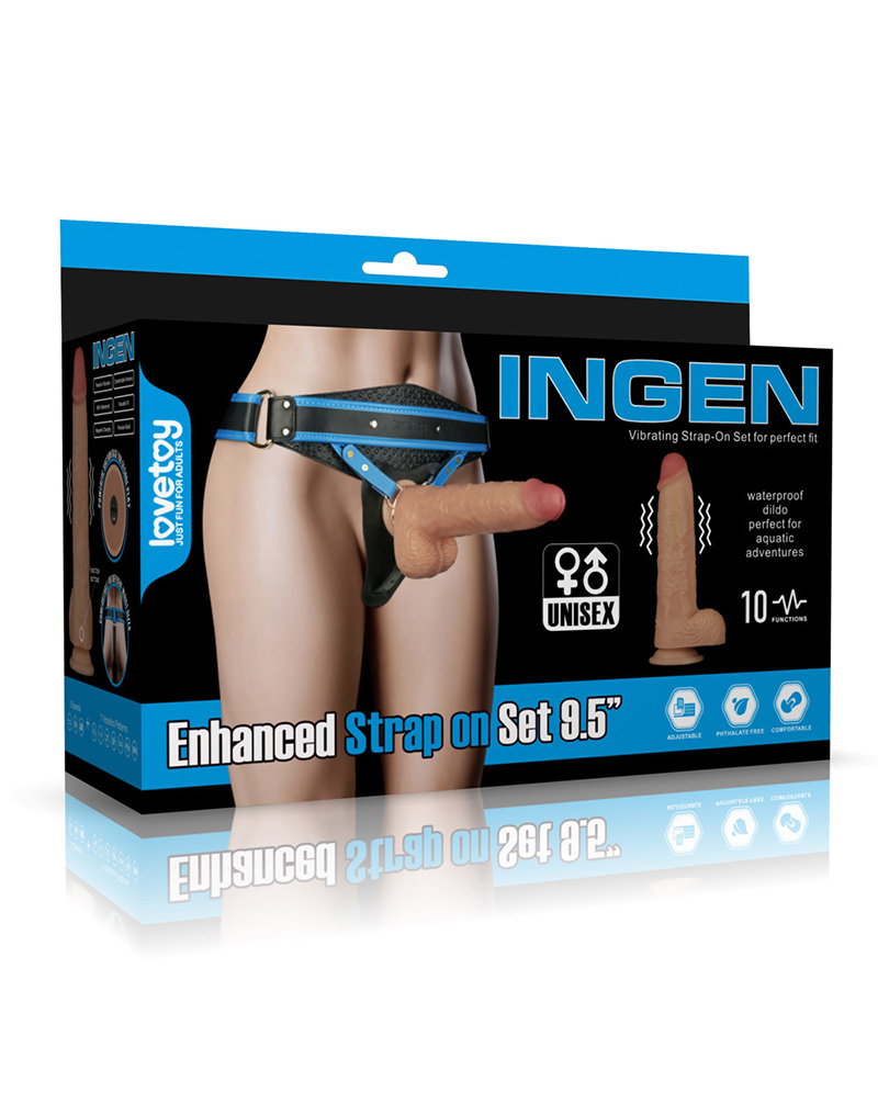 LoveToy - Ingen - Vibrating Enhanced Strap-on Set 9,5"/ 24 cm - Size L/XL/2XL - Nude