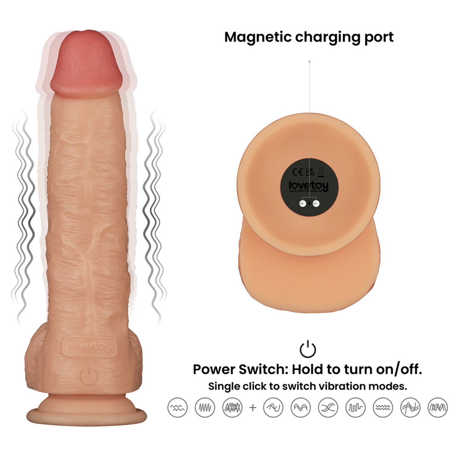LoveToy - Ingen - Vibrating Enhanced Strap-on Set 9,5"/ 24 cm - Size XS/S/M - Nude
