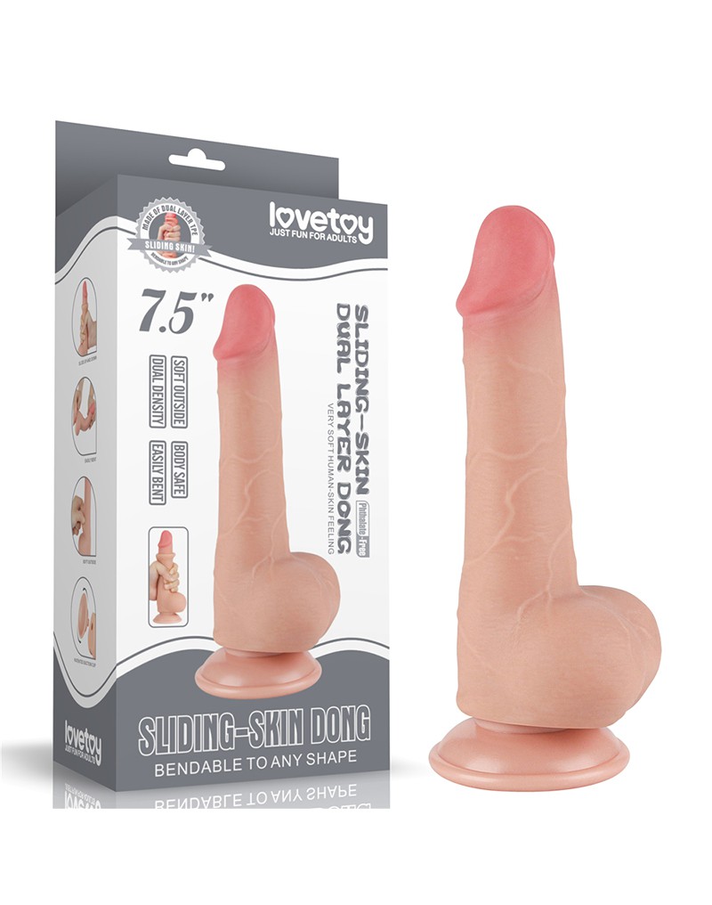 LoveToy - Sliding Skin Dildo 19.5 cm (Ø 3.6 cm) - Nude