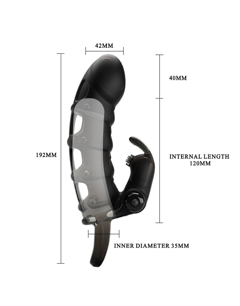 Pretty Love - Cuper - Penis Sleeve + Rabbit Vibrator - Black
