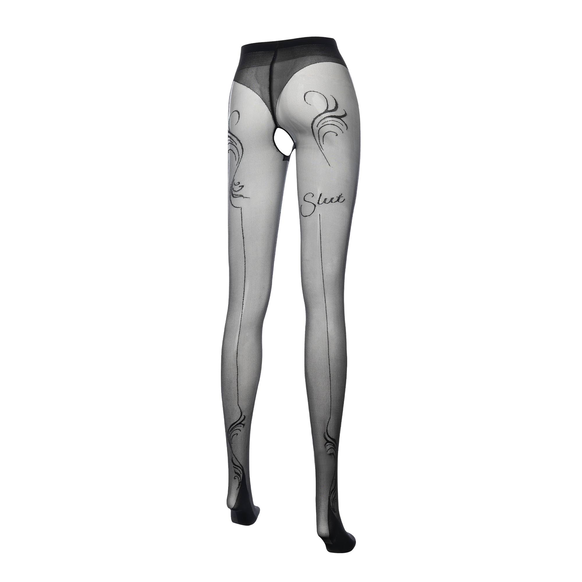 Amorable by Rimba - Slut - Open Crotch Pantyhose - 20 Denier - Black