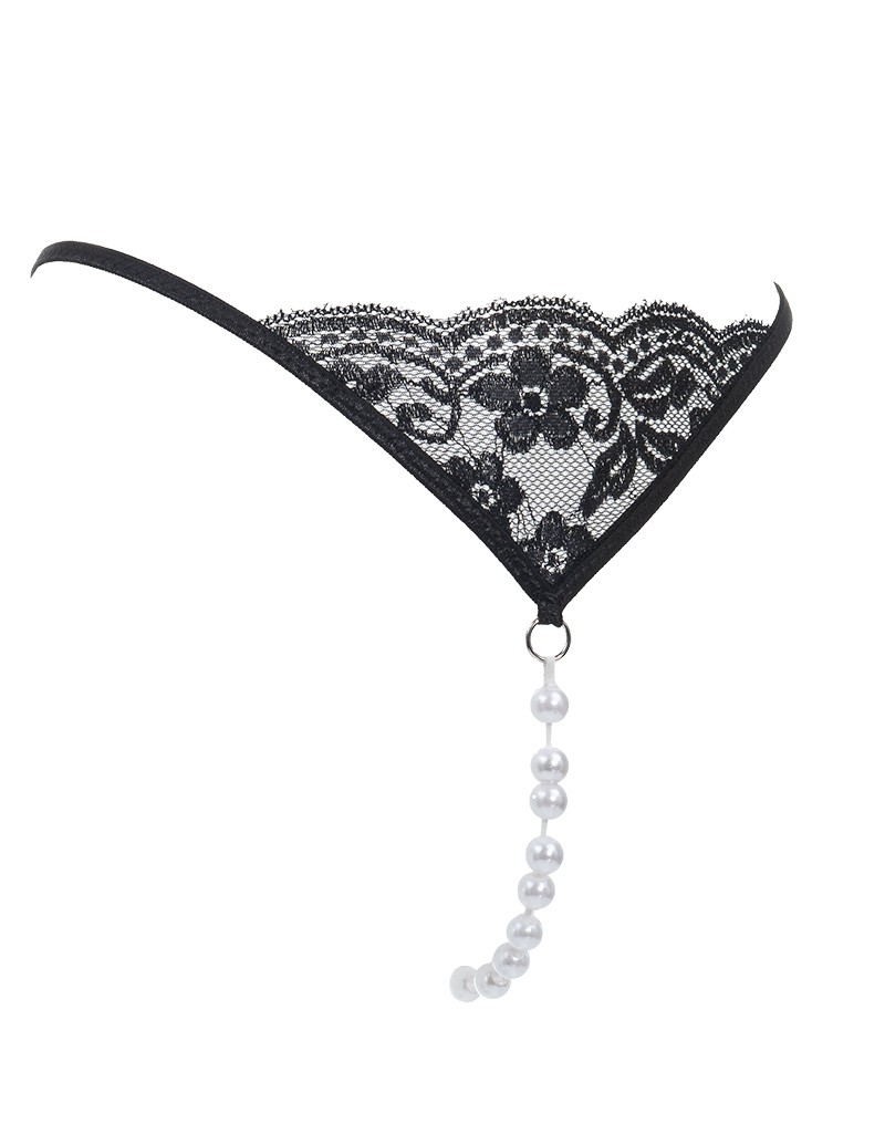 Amorable by Rimba - G-string with pearls - One Size - Black