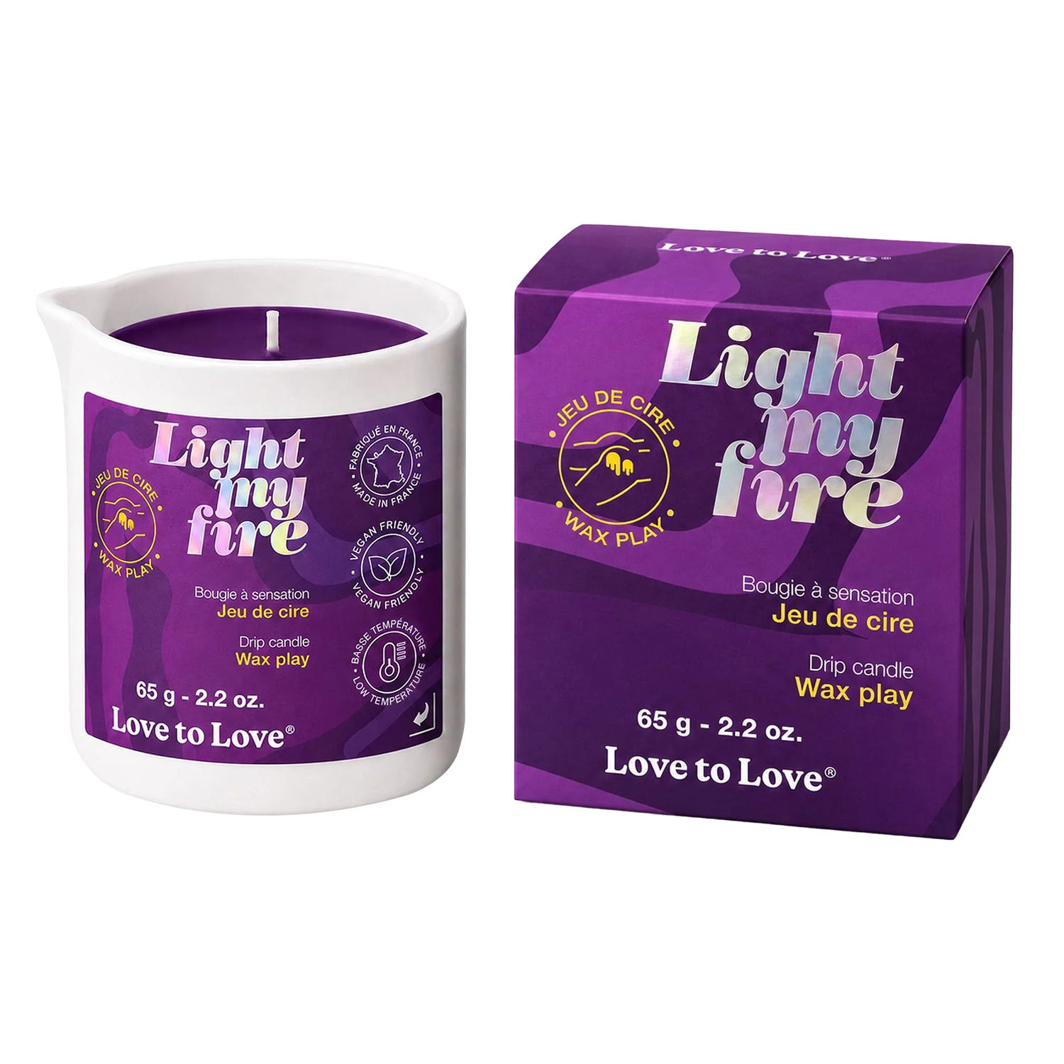 Love to Love - Light My Fire - Drip Candle - Wax Play - Purple - 65g