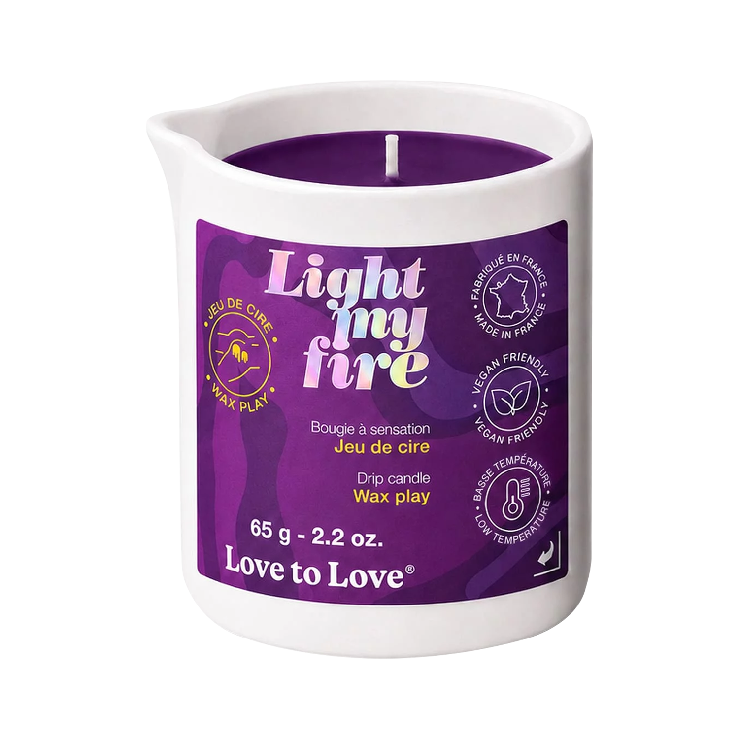 Love to Love - Light My Fire - Drip Candle - Wax Play - Purple - 65g