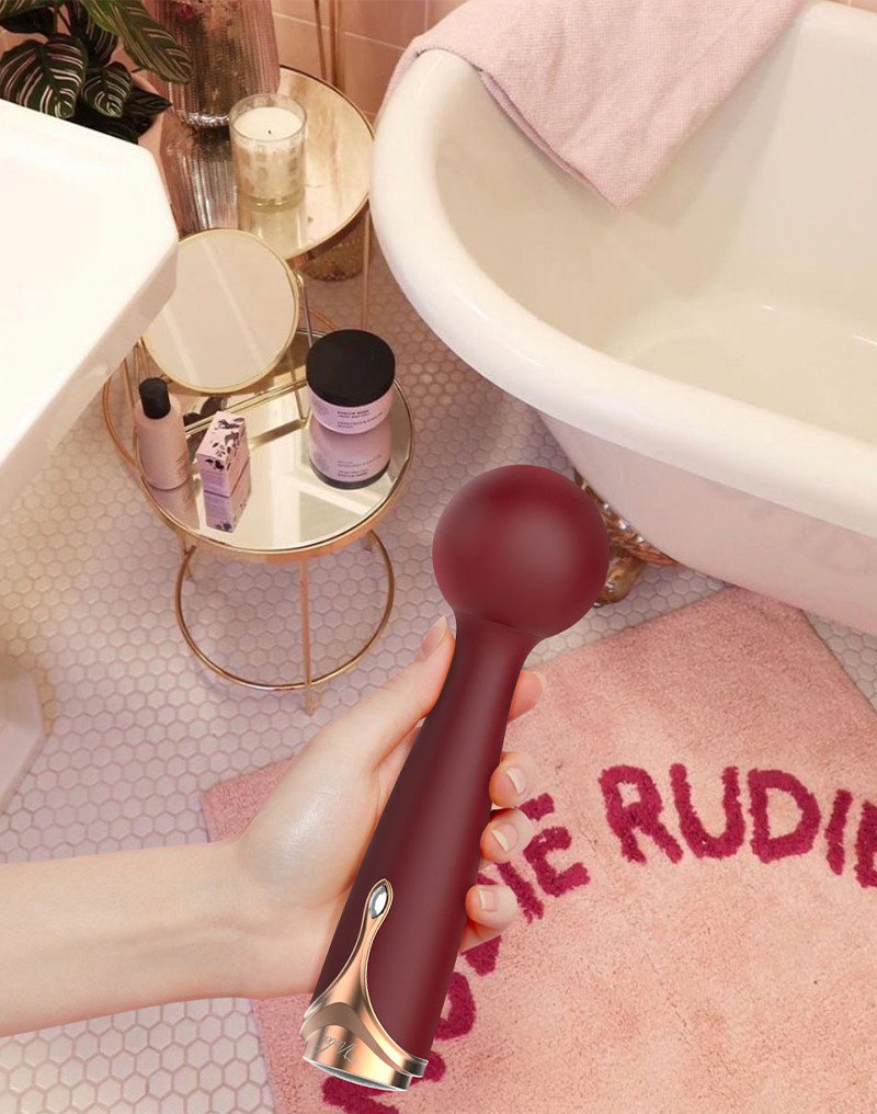 Viotec - Firelick - Mini Wand Vibrator - Gold & Wine Red