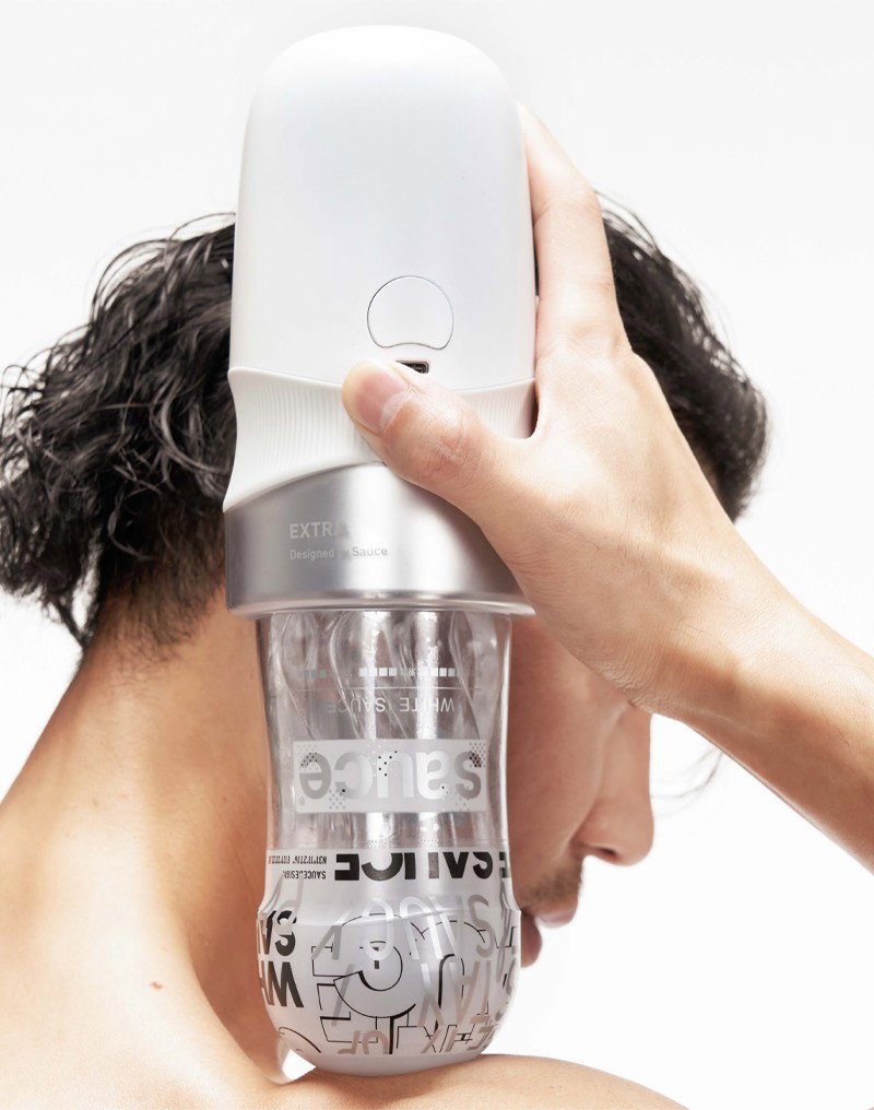 Sauce - Extra Sauce - Electronic Masturbator with White Sauce Cup - White