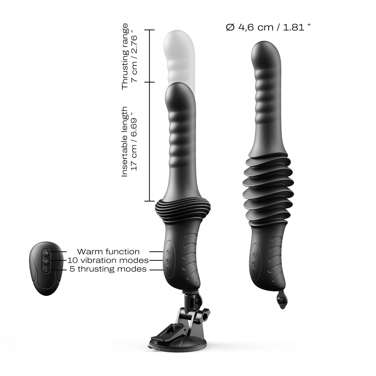 Dorcel - Deep Orgasm - Thrusting Vibrator - Black