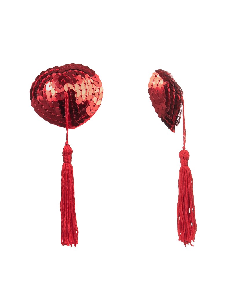 Amorable by Rimba - Nipple Covers with Fringes - Red