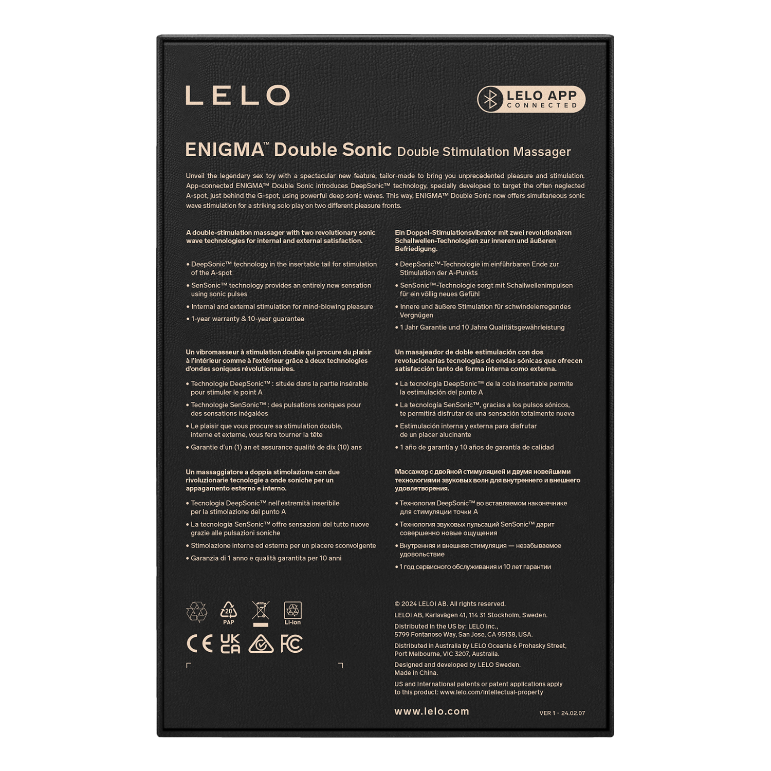 LELO - ENIGMA Double Sonic - Triple Stimulation - App Controlled - Cyber Purple