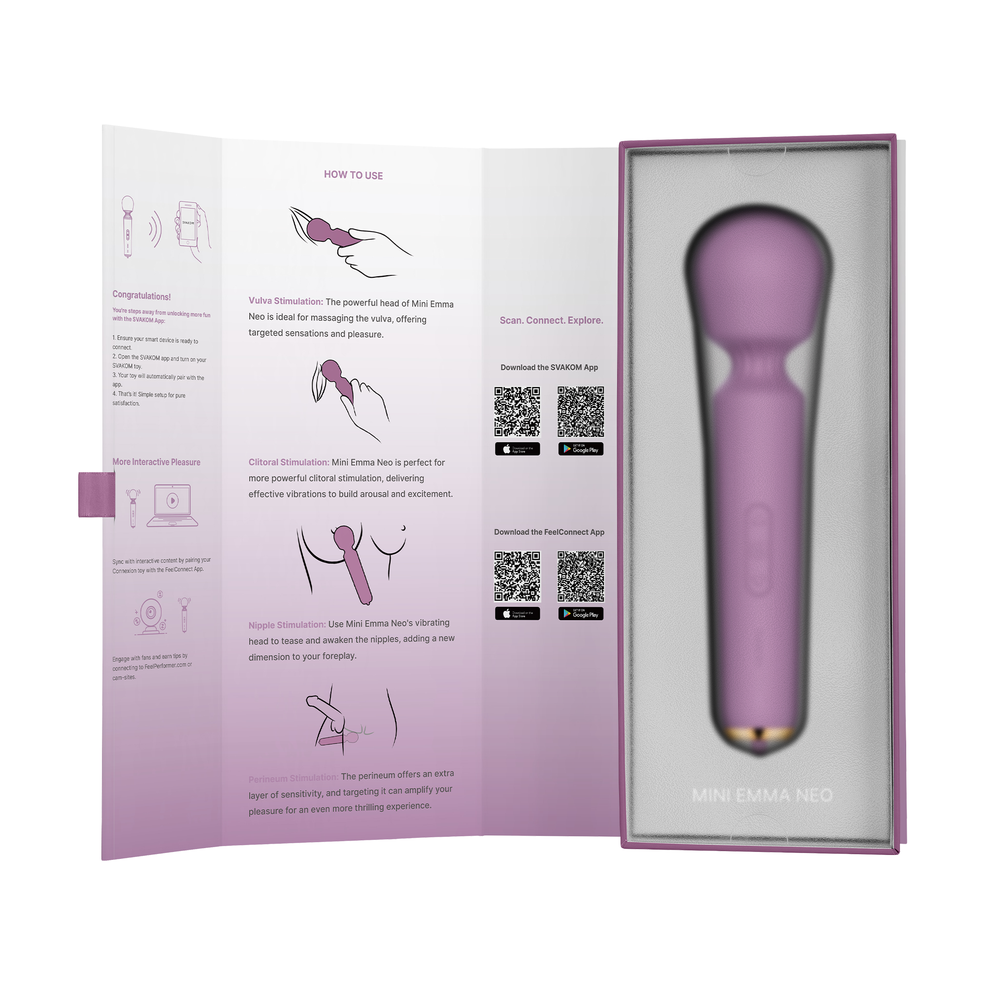 SVAKOM - Mini Emma Neo - Interactive Compact Wand Vibrator - Pink