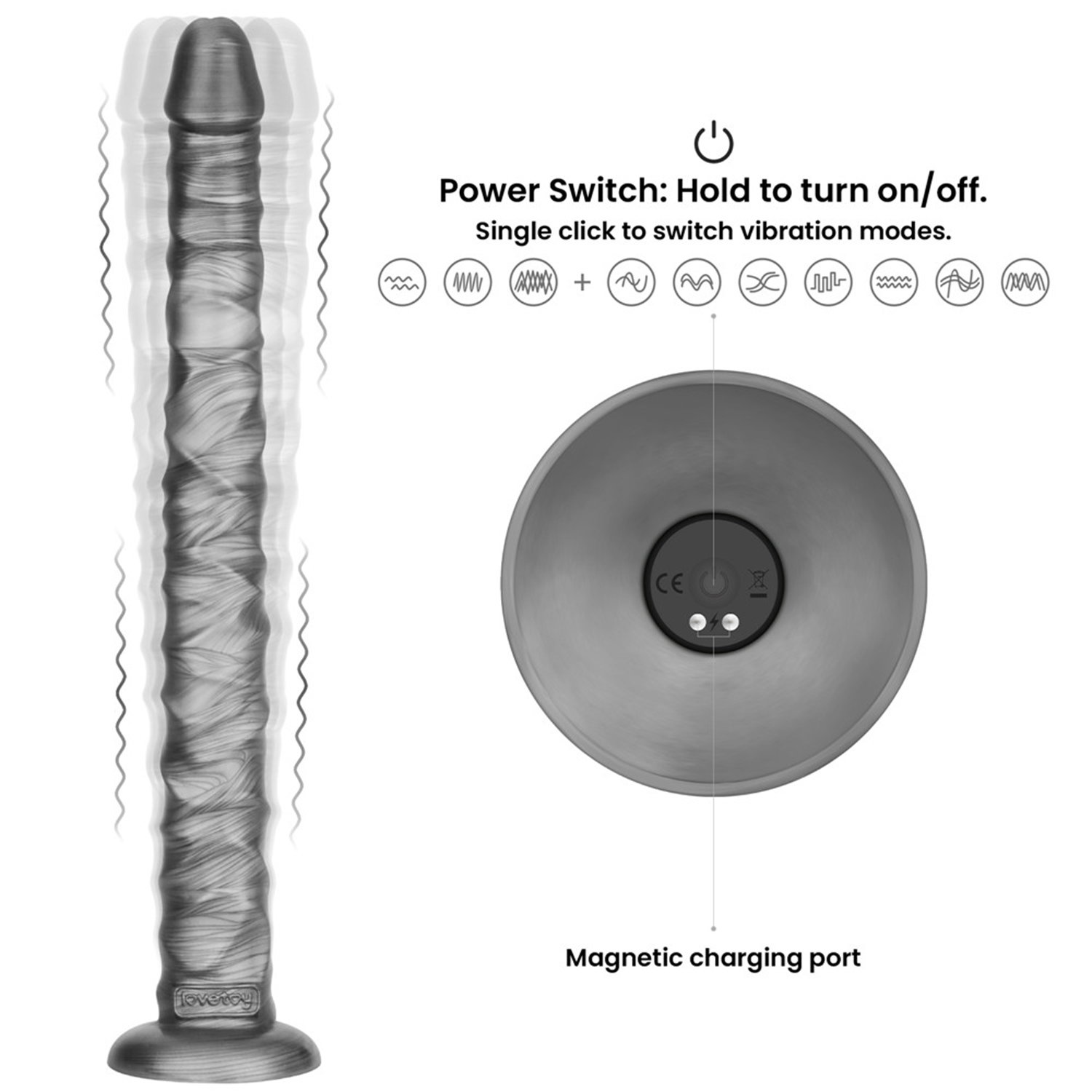 LoveToy - King Sized Vibrating Vibrax Slider 40,5cm - Silver