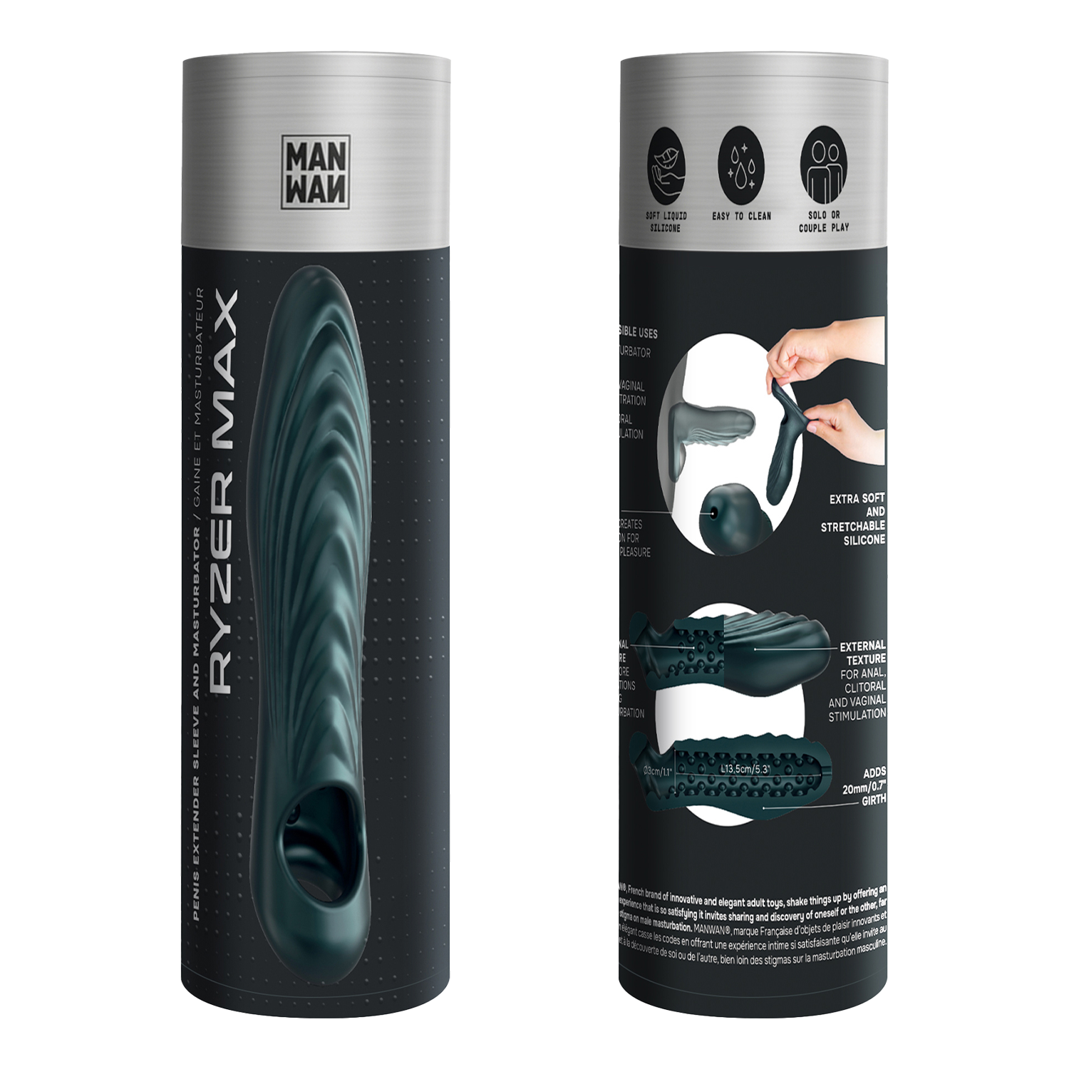 MANWAN - Ryzer Max - Penis Extender and Soft Masturbating Sleeve - Pine Grey