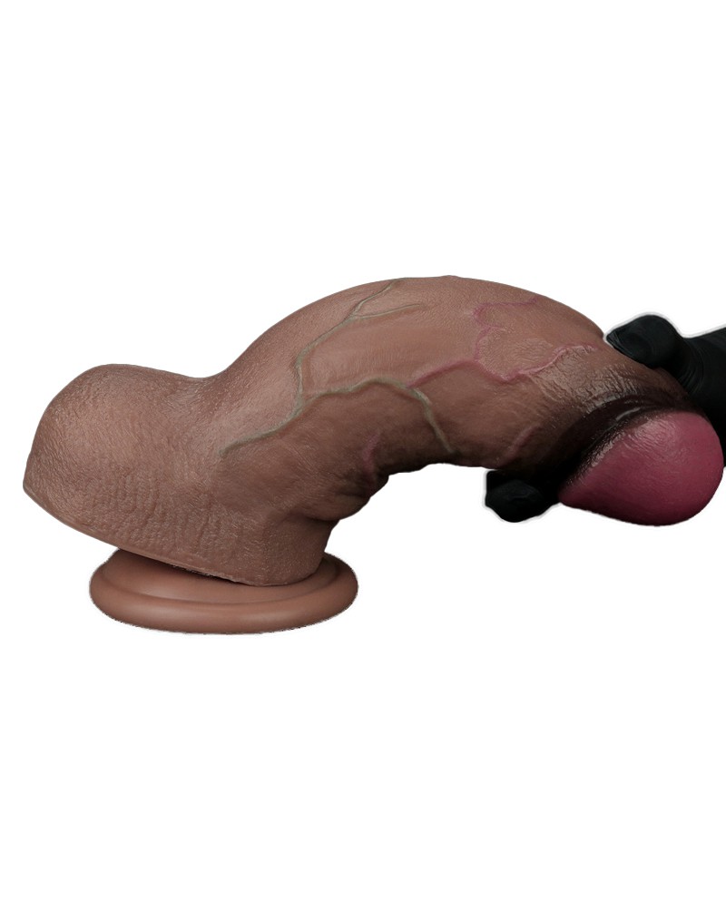 LoveToy - Dual Layered Silicone Dildo XXL 24.6 cm (Ø 7 cm) - Brown