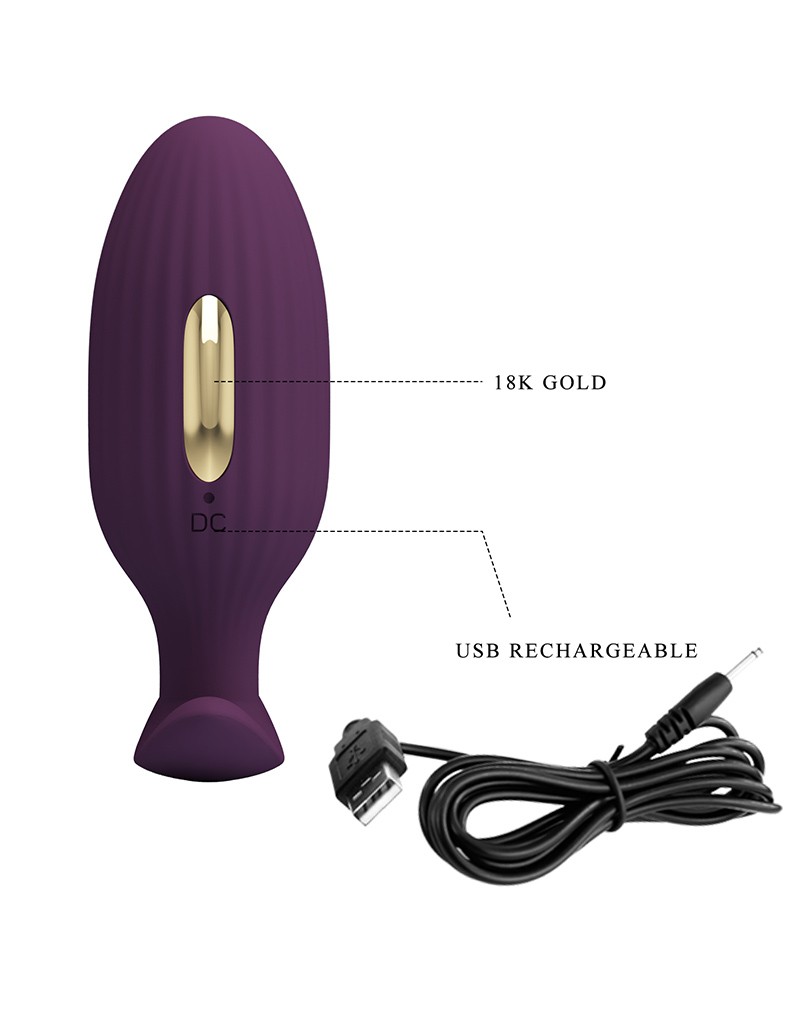 Pretty Love - Jefferson - Electric Shock Buttplug with App Control - Purple