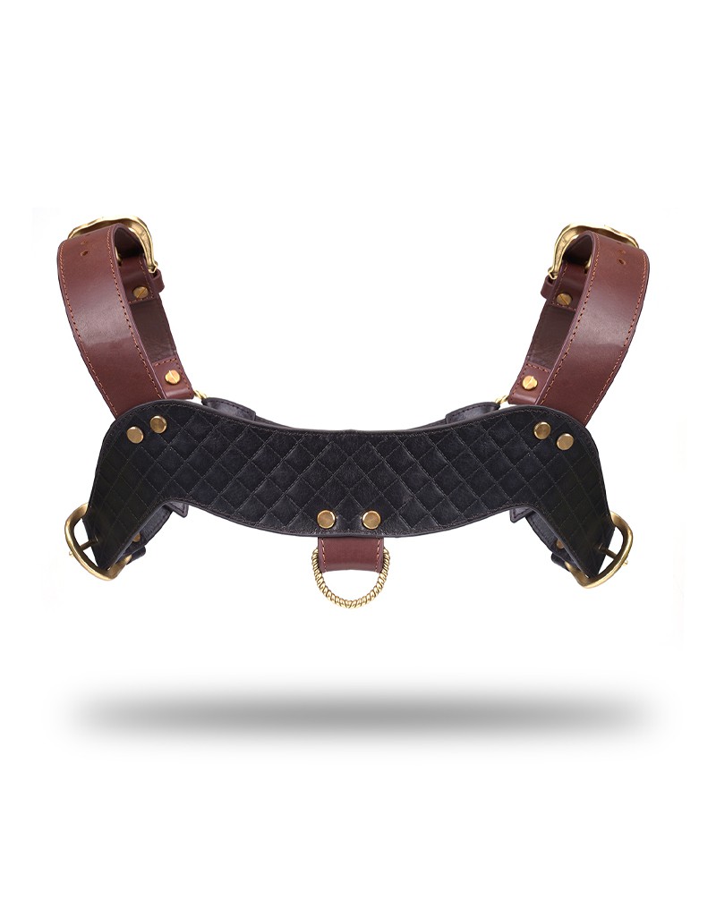 Liebe Seele - Leather Chest Harness - Black, Brown & Gold