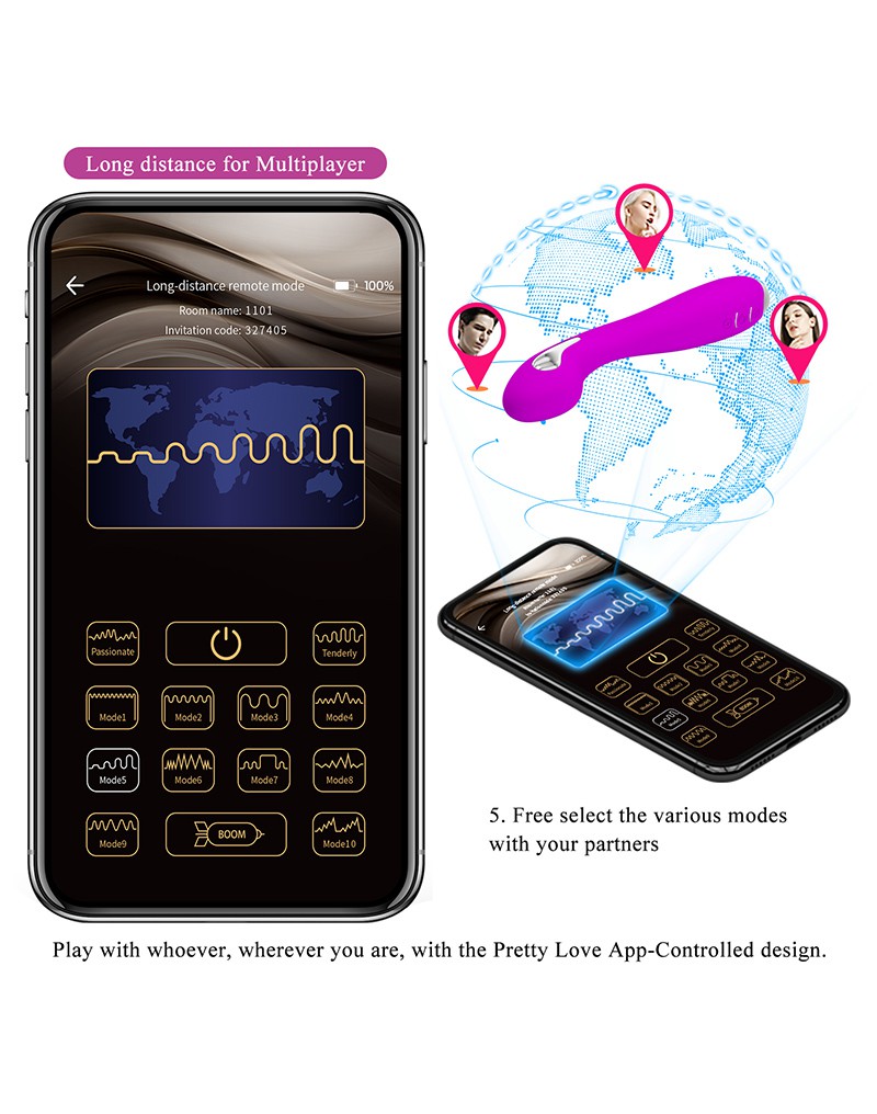 Pretty Love - Hector - G-Spot Electric Shock Vibrator with App Control - Purple