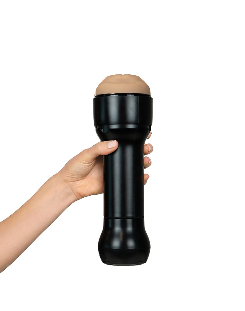 Kiiroo - Combo Set of Interactive Suction Masturbator PowerBlow and FeelStar Victoria June Mouth Stroker - Black