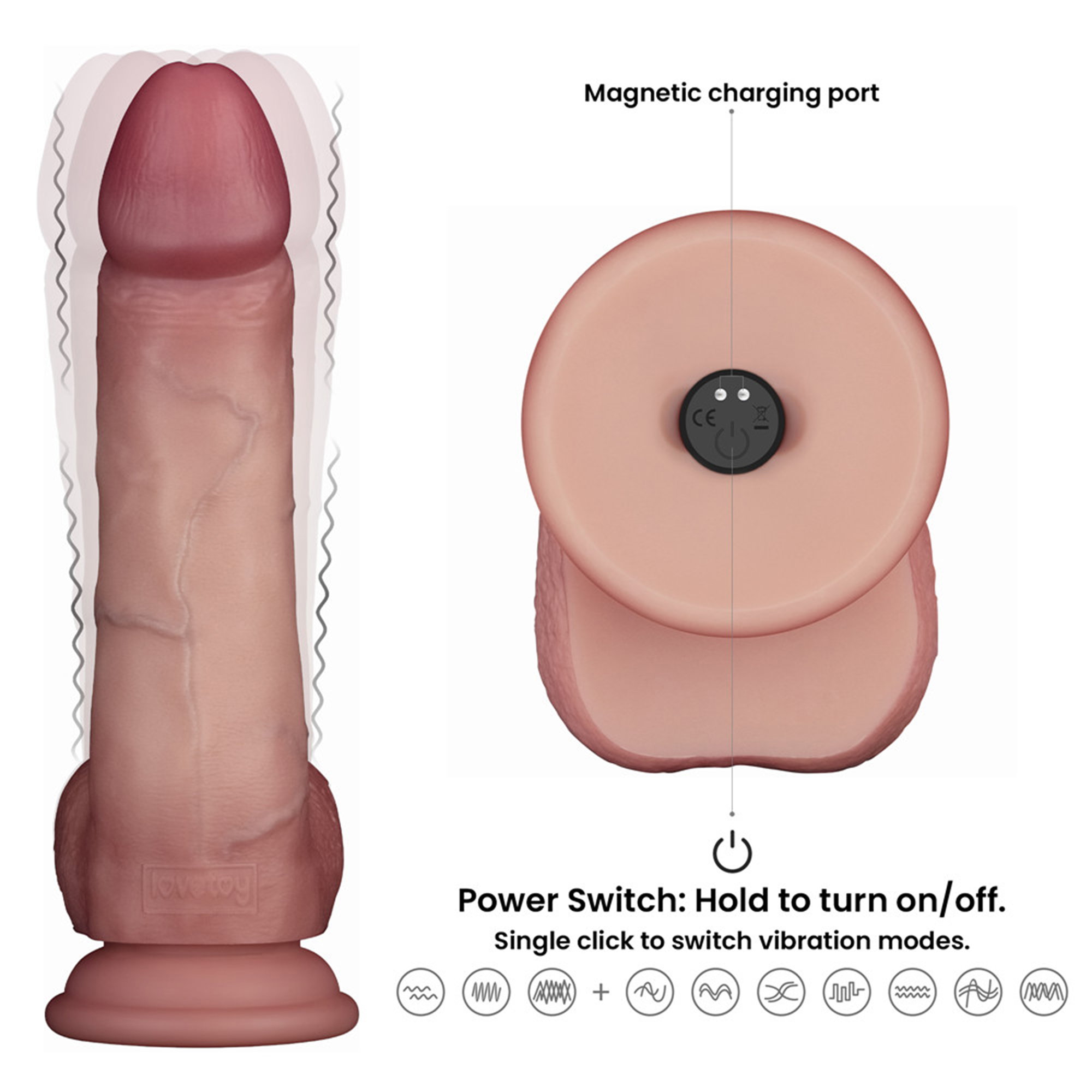 LoveToy - Vibrating Sliding Skin Pro II with remote control - 8" / 20 cm - Nude