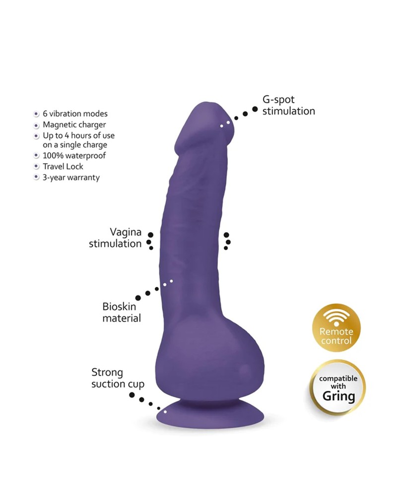 Gvibe - GReal 2 - Vibrating Dildo - Purple